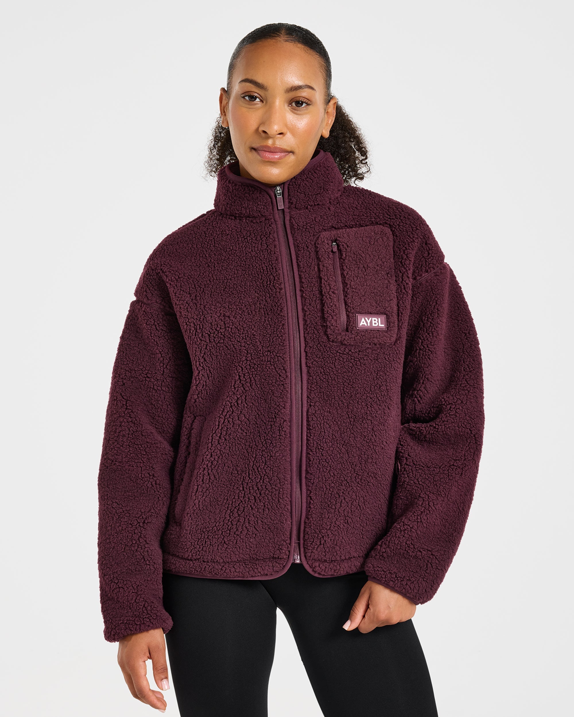 Signature Zip Up Fleece Jacket - Dusty Plum