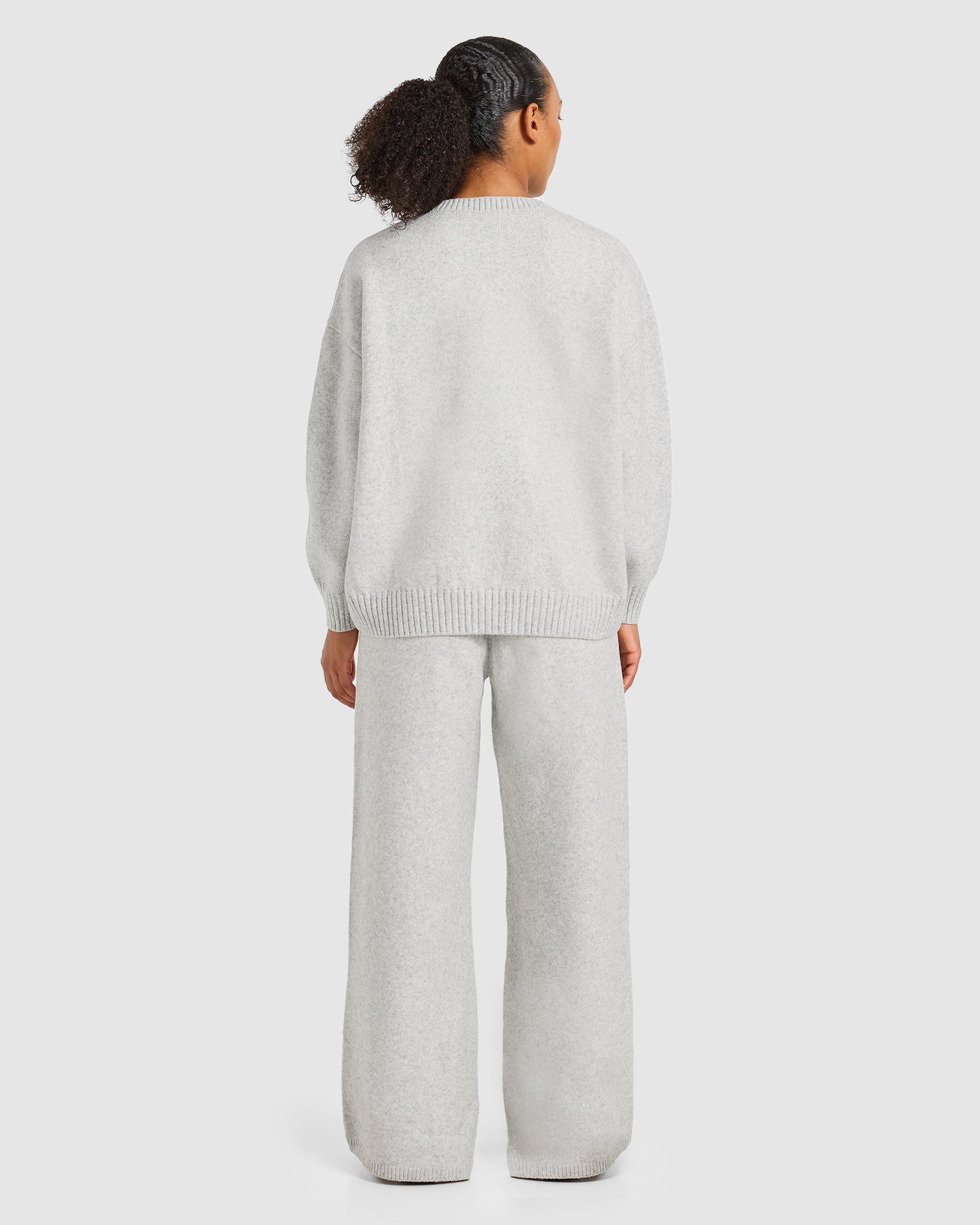 Varsity Oversized Knitted Sweater - Grey Marl/Burgundy