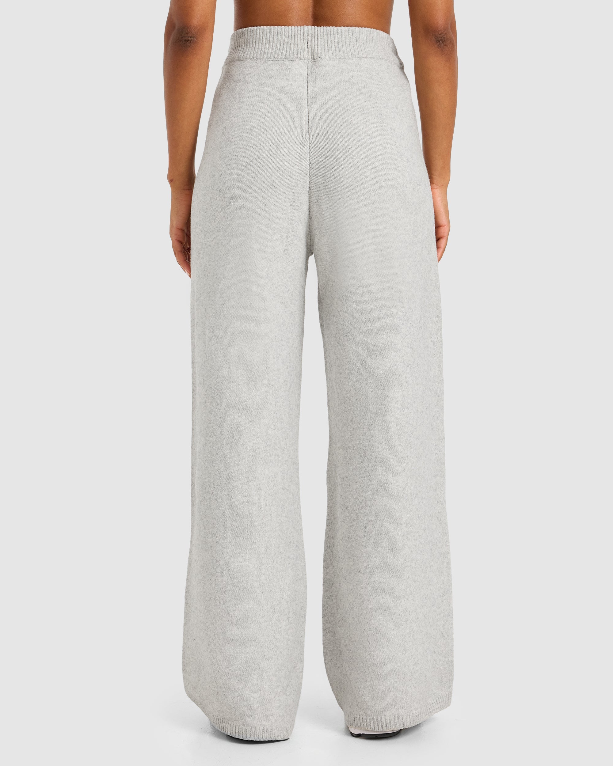 Varsity Oversized Knitted Joggers - Grey Marl/Burgundy