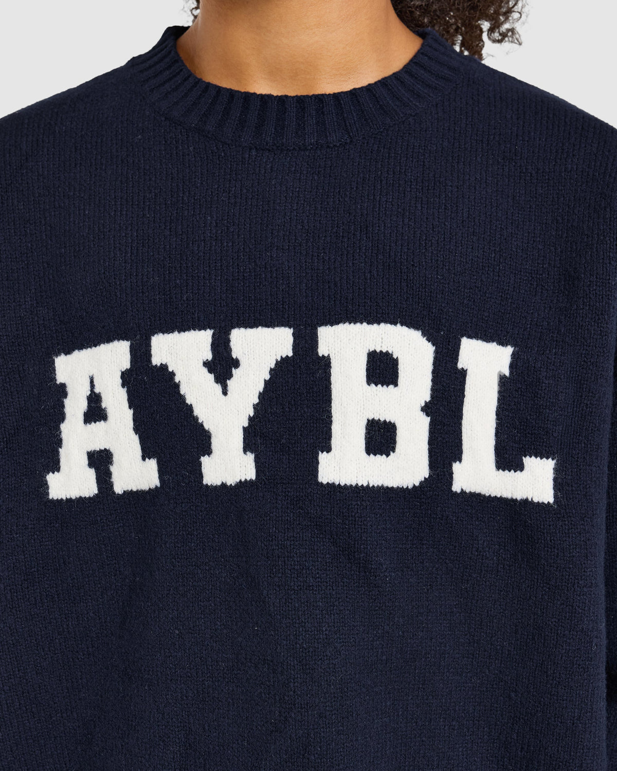 Varsity Oversized Knitted Sweater - Navy