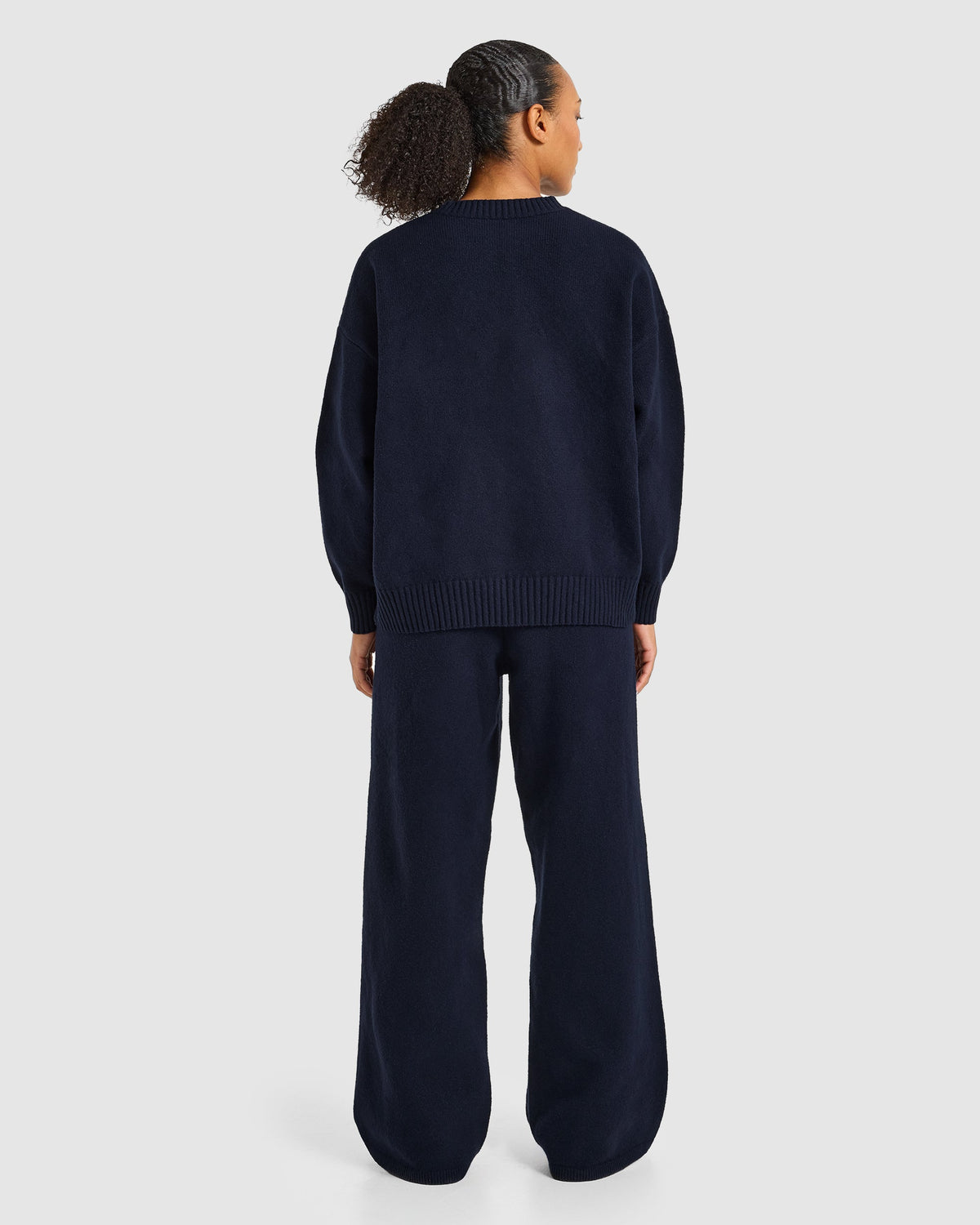 Varsity Oversized Knitted Sweater - Navy
