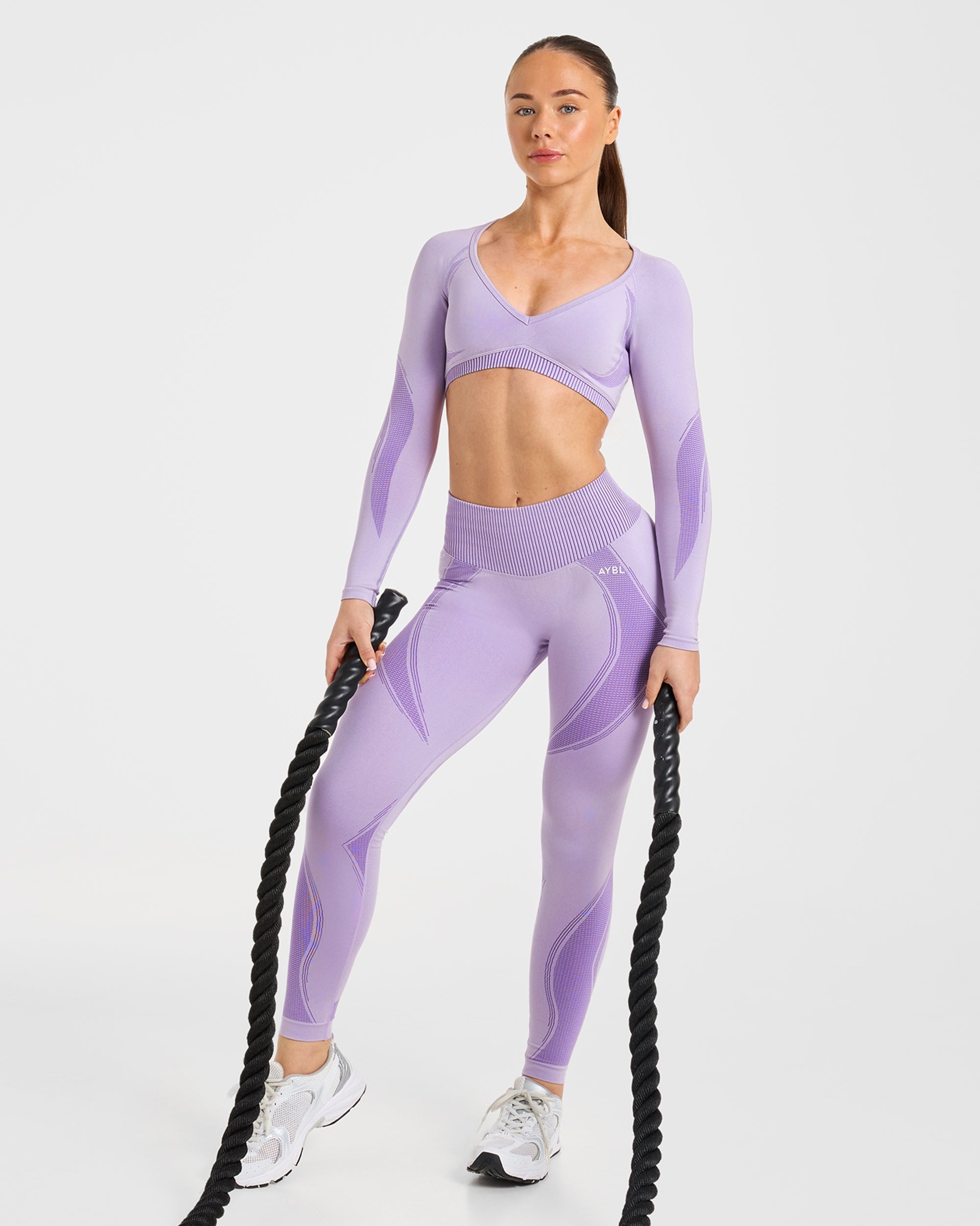 Charge Seamless Long Sleeve Crop Top - Lilac