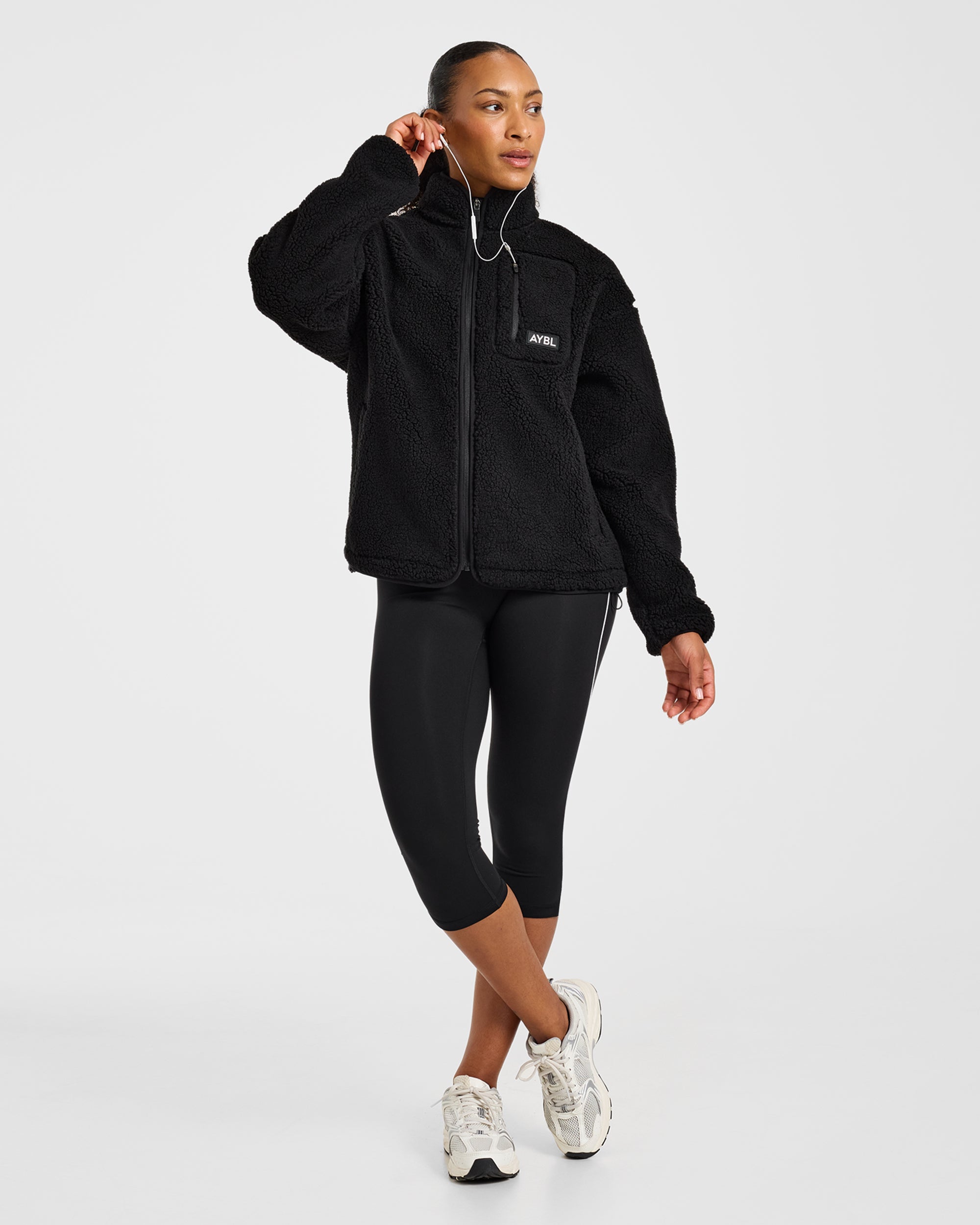 Signature Zip Up Fleece Jacket - Black