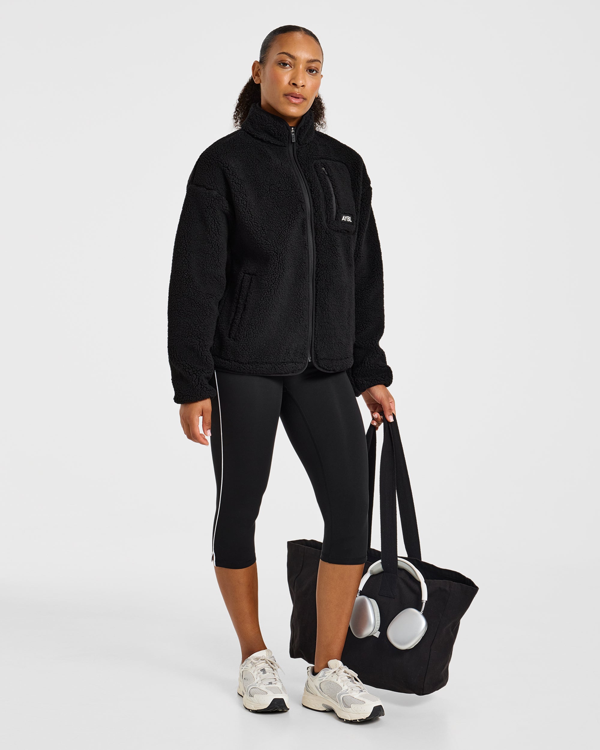Signature Zip Up Fleece Jacket - Black