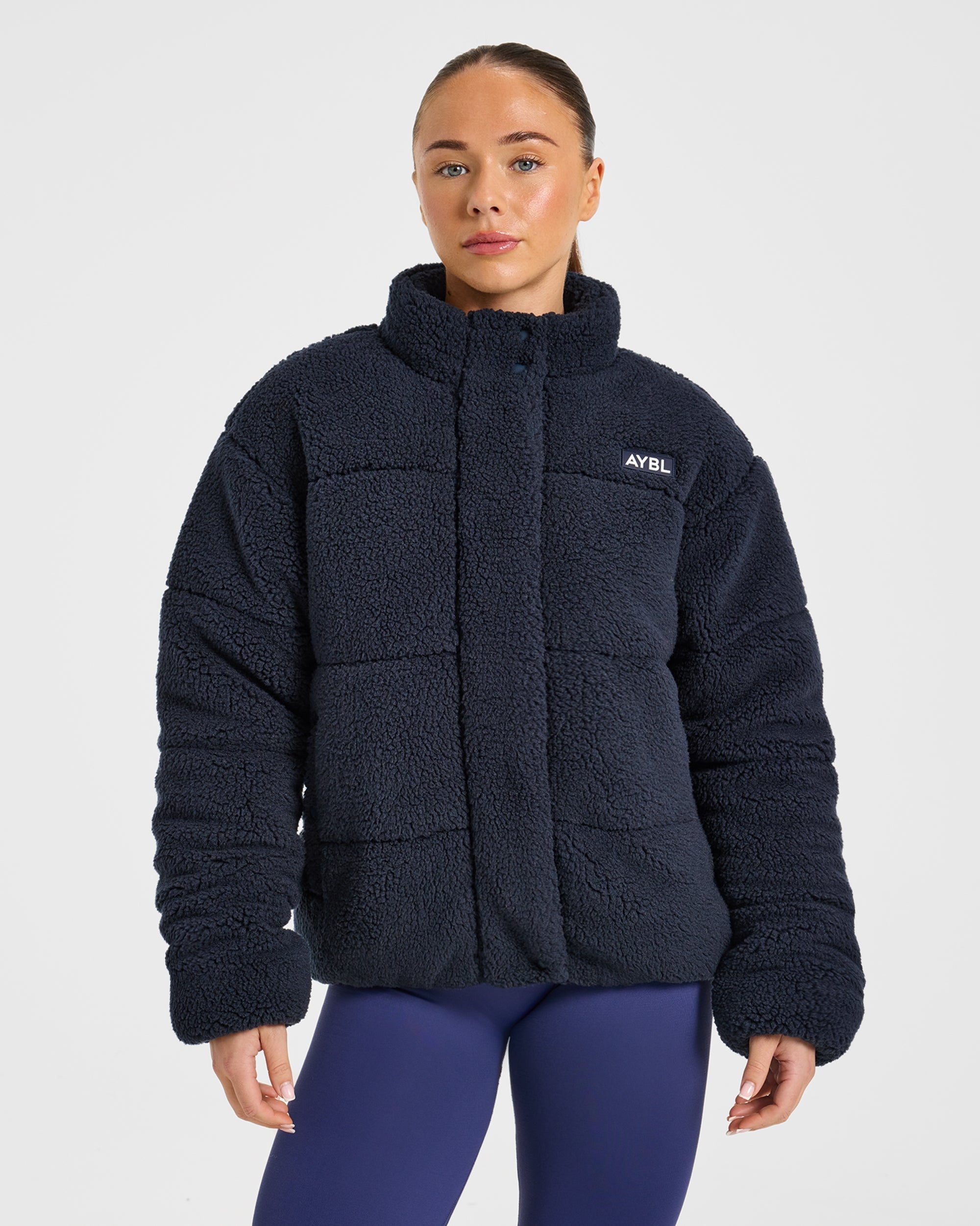 Signature Fleece Puffer Coat - Navy