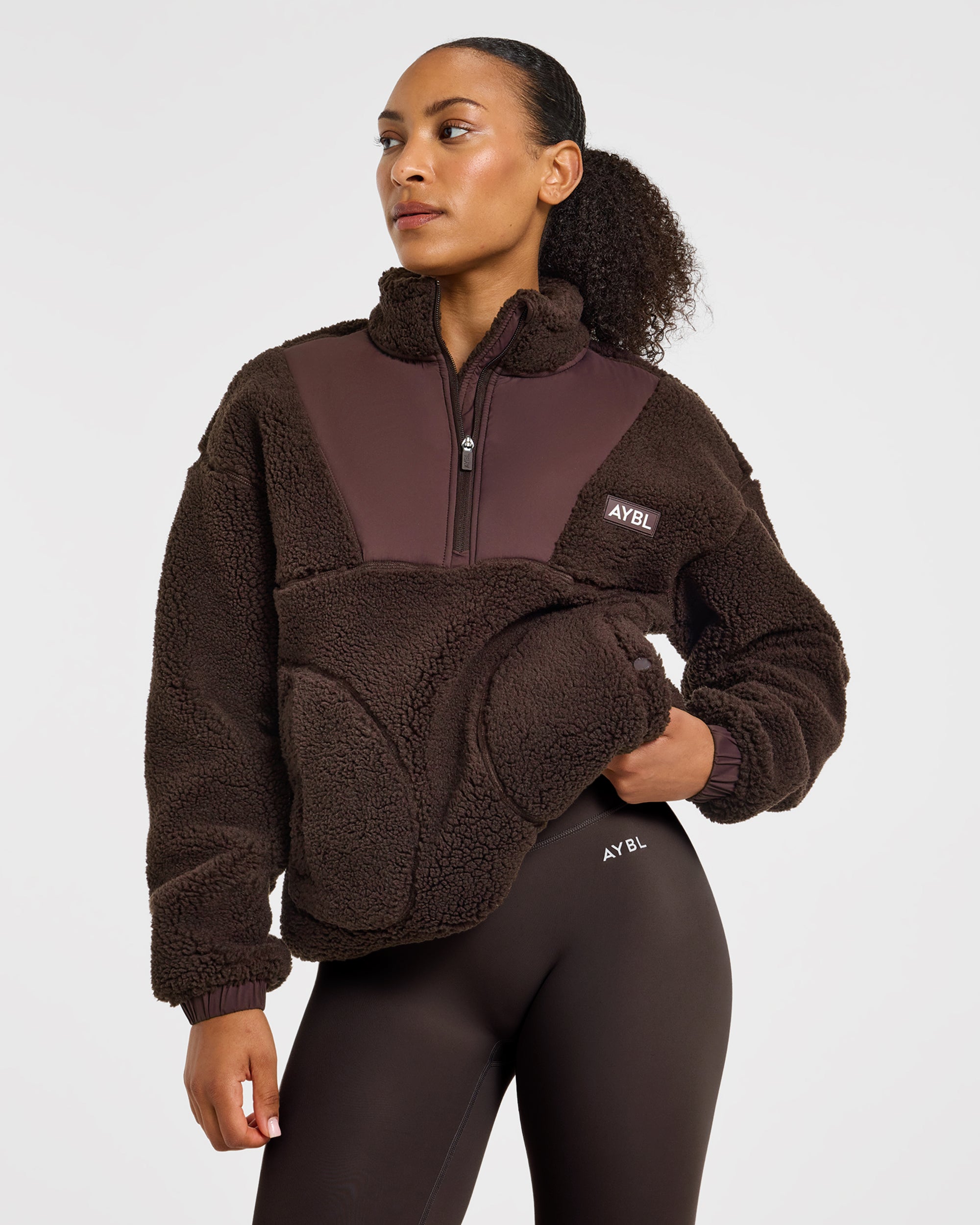 Signature 1/4 Zip Fleece Pullover - Cocoa Brown