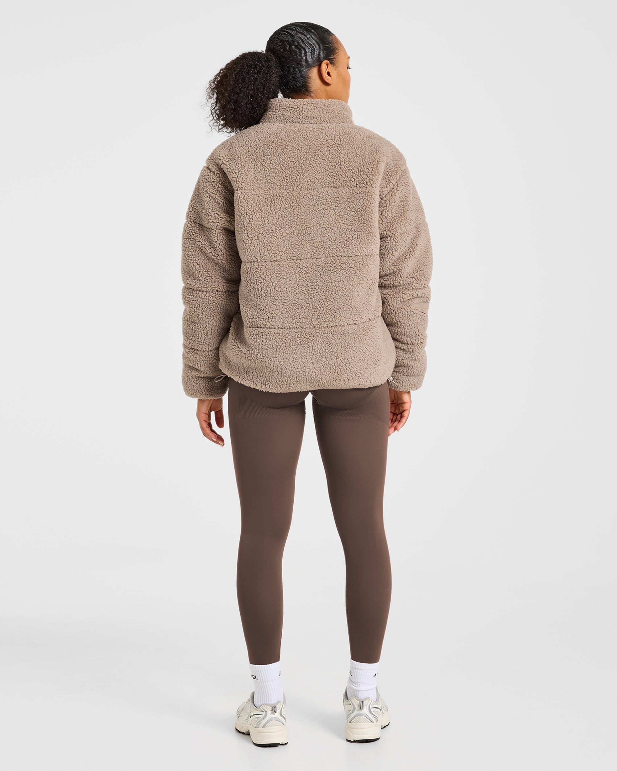 Signature Fleece Puffer Coat - Taupe