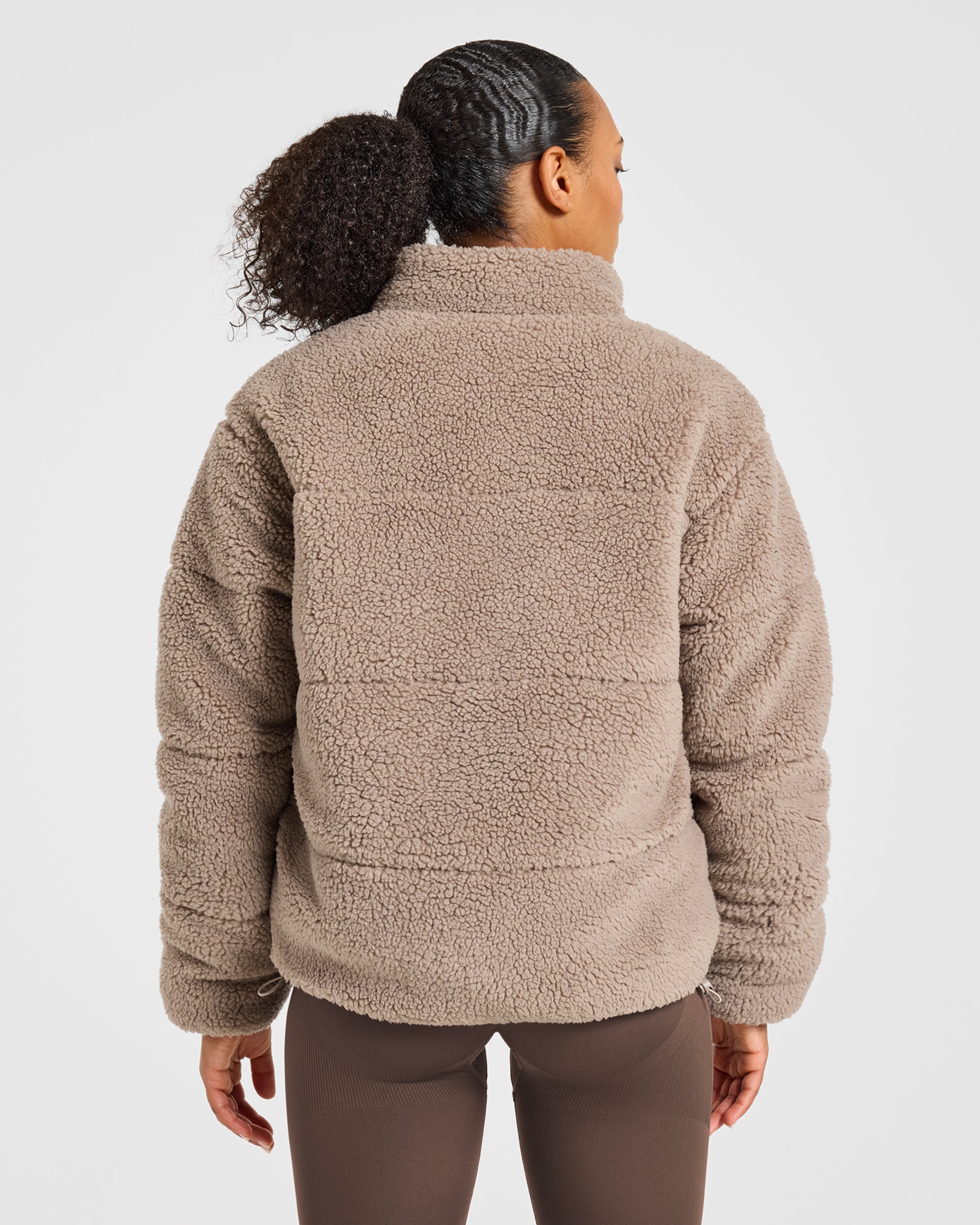 Signature Fleece Puffer Coat - Taupe