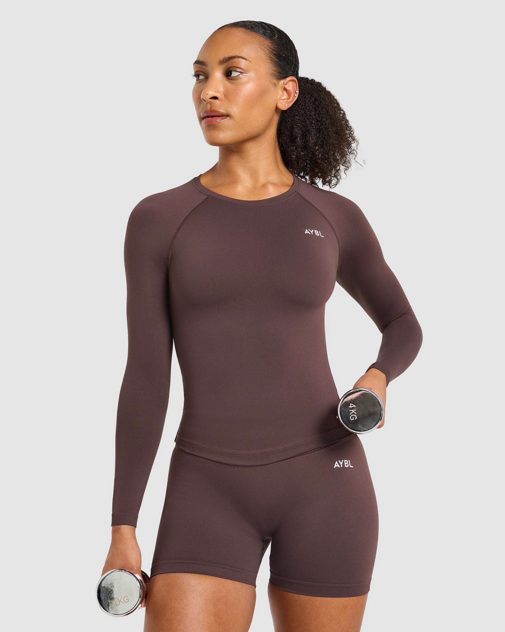 Enhance Seamless Long Sleeve Top - Cocoa Brown