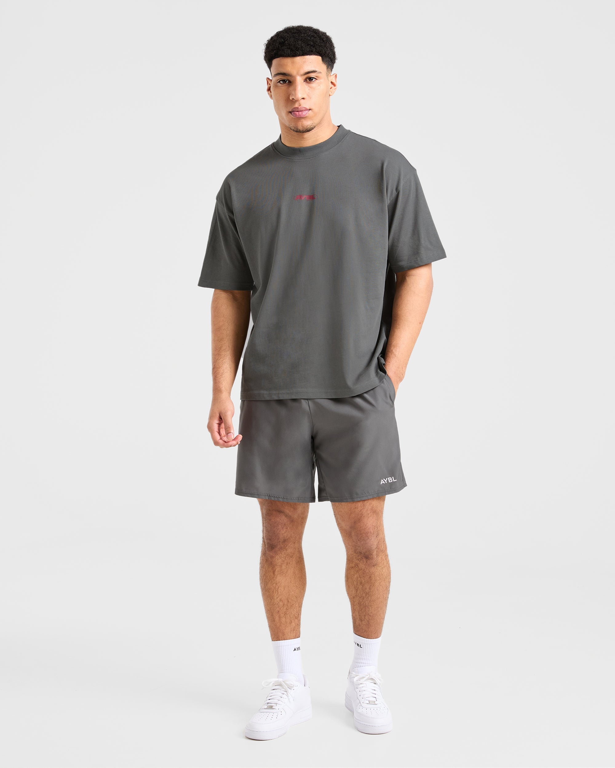 Orbit Oversized T Shirt - Charcoal/Red