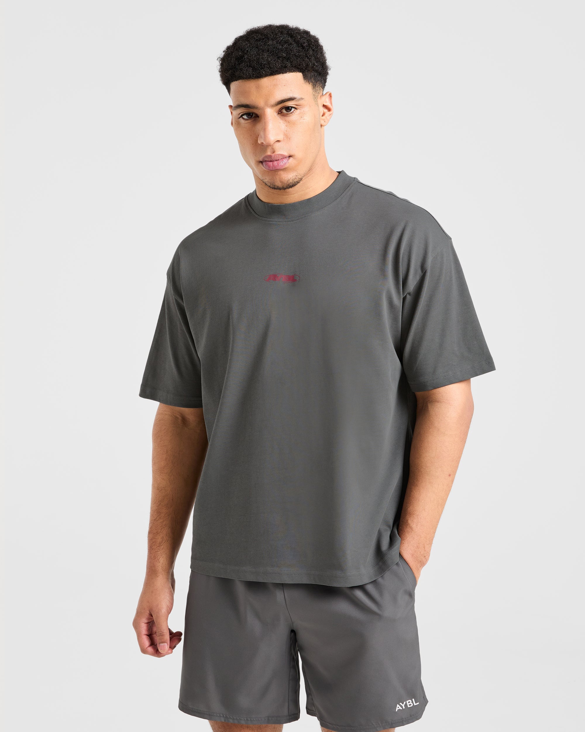 Orbit Oversized T Shirt - Charcoal/Red