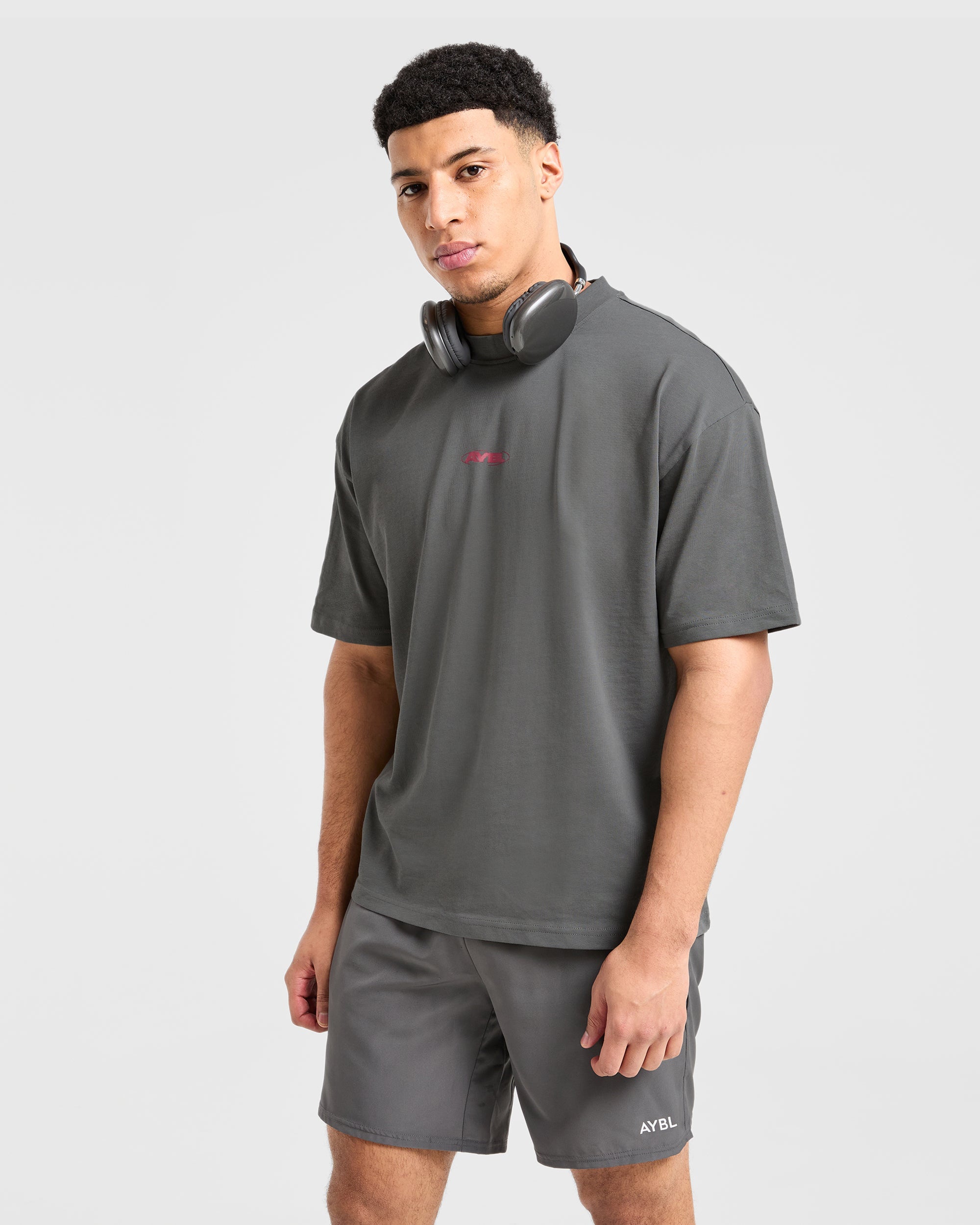 Orbit Oversized T Shirt - Charcoal/Red