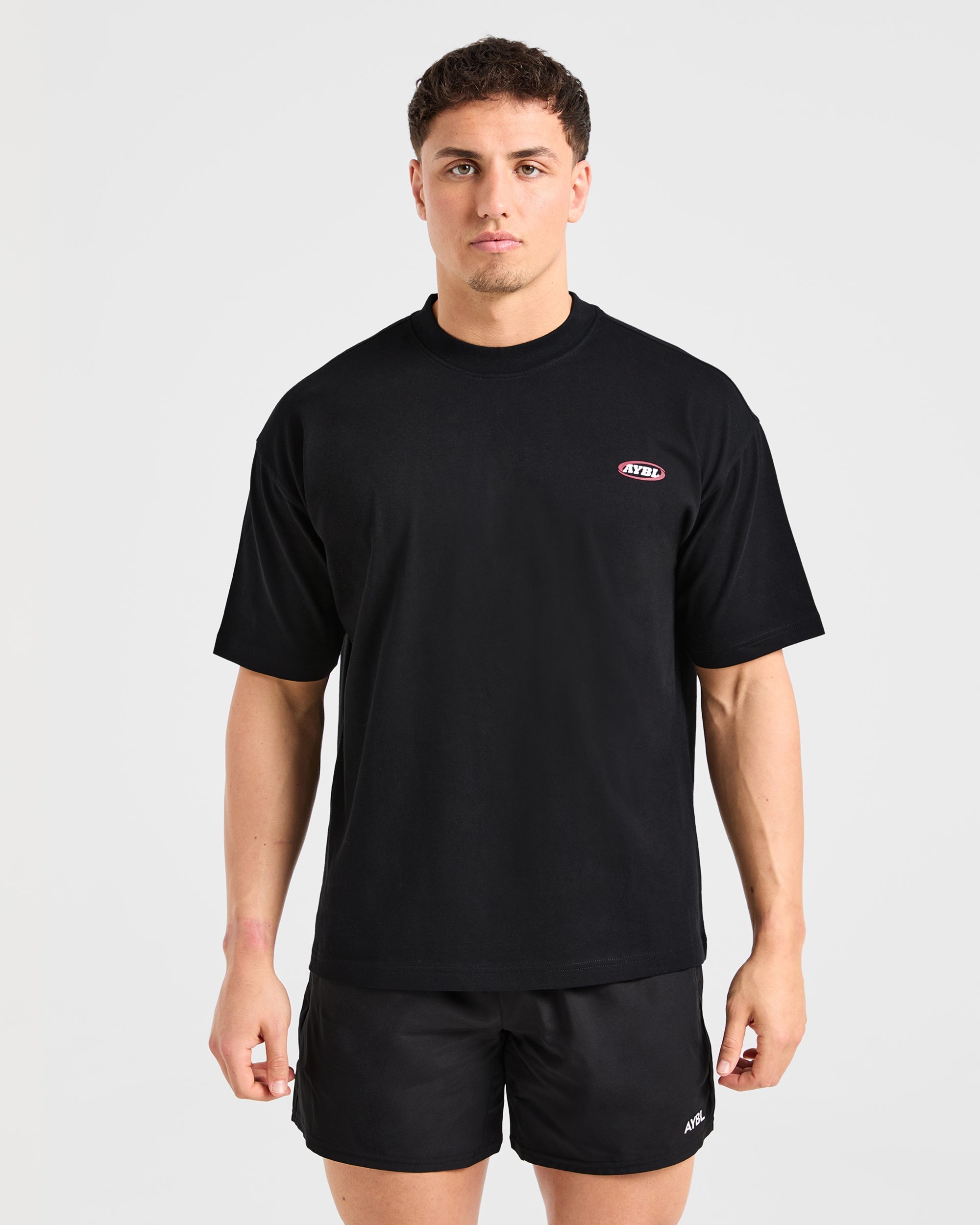 Athletics Script Oversized T Shirt - Black