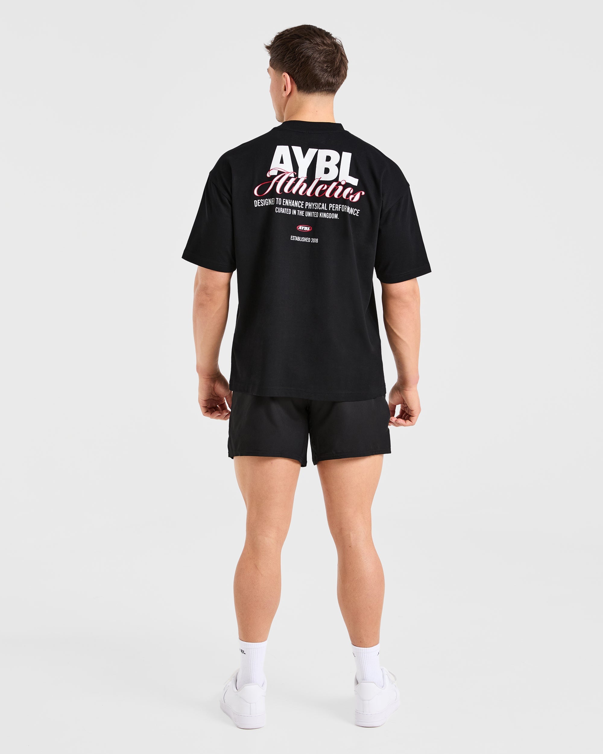 Athletics Script Oversized T Shirt - Black