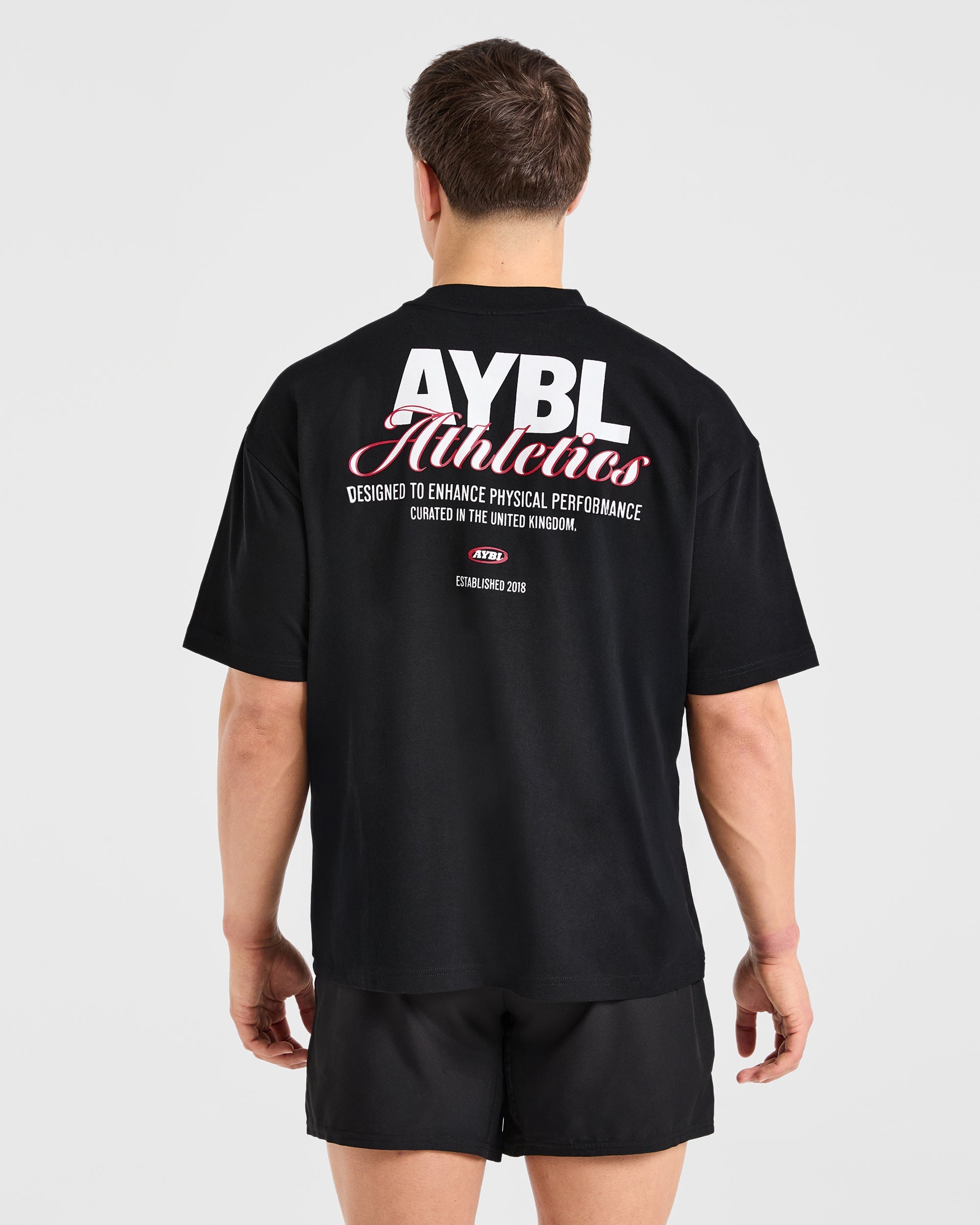 Athletics Script Oversized T Shirt - Black