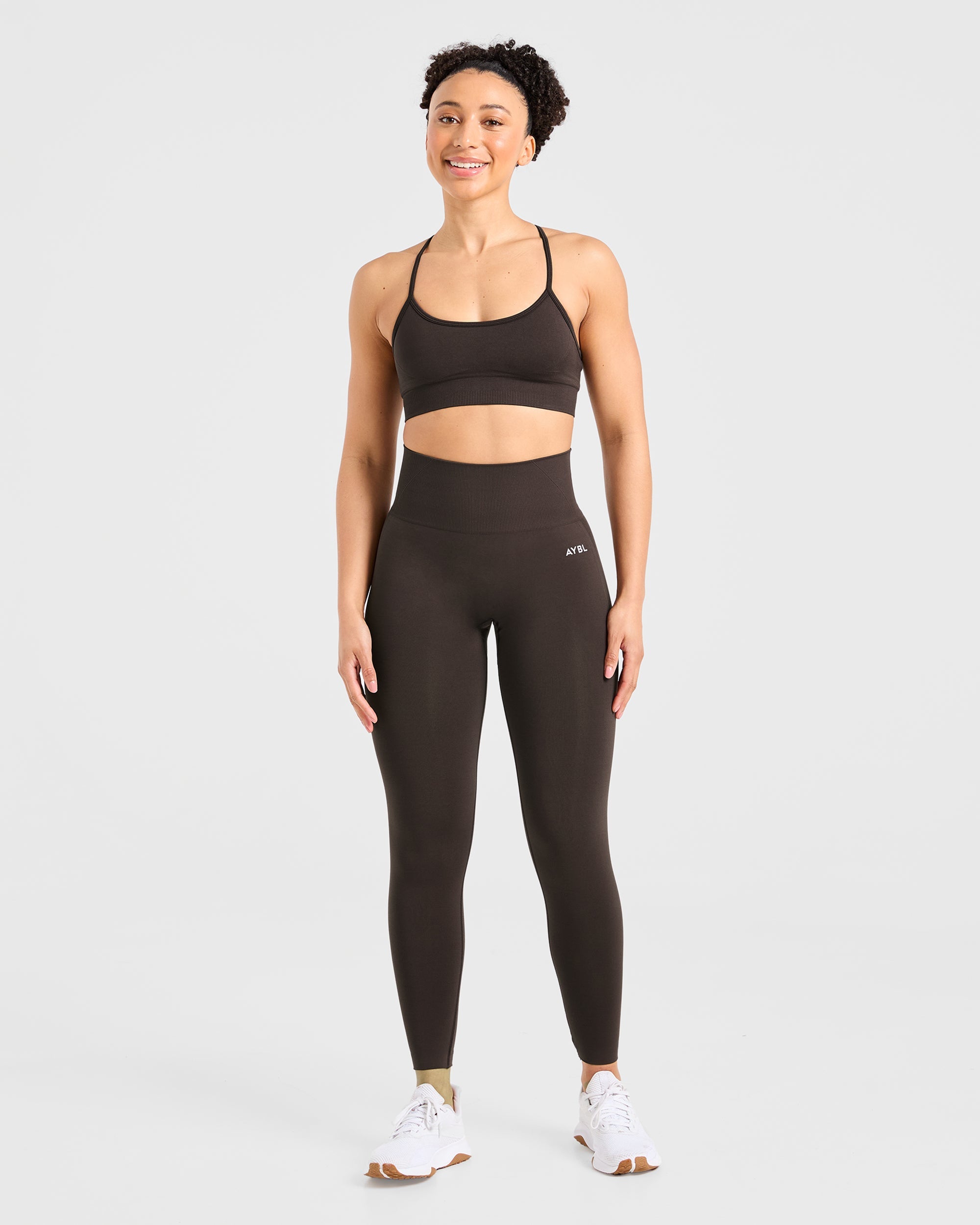 Nahtlose Leggings „Empower“ – Kakaobraun