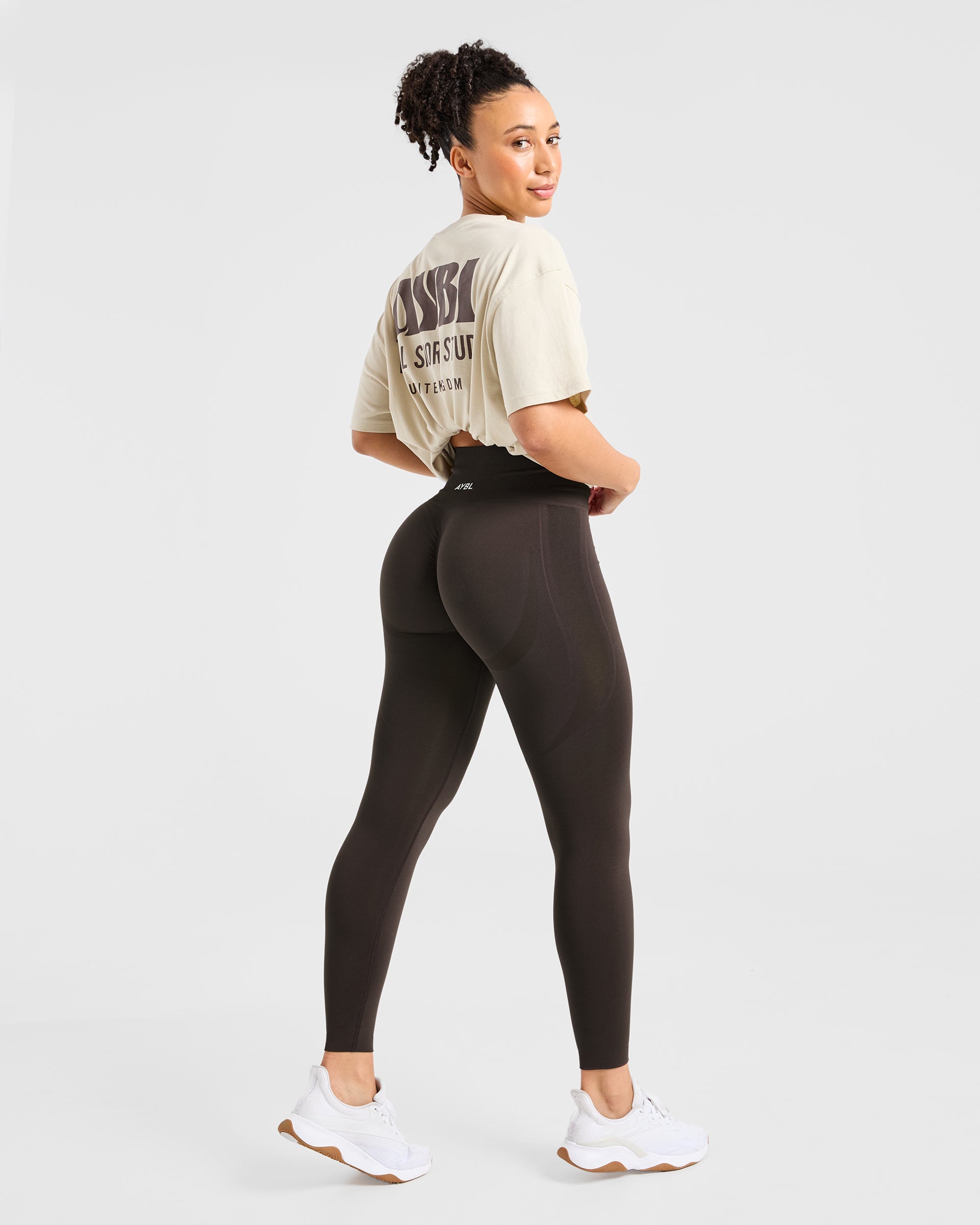 Nahtlose Leggings „Empower“ – Kakaobraun