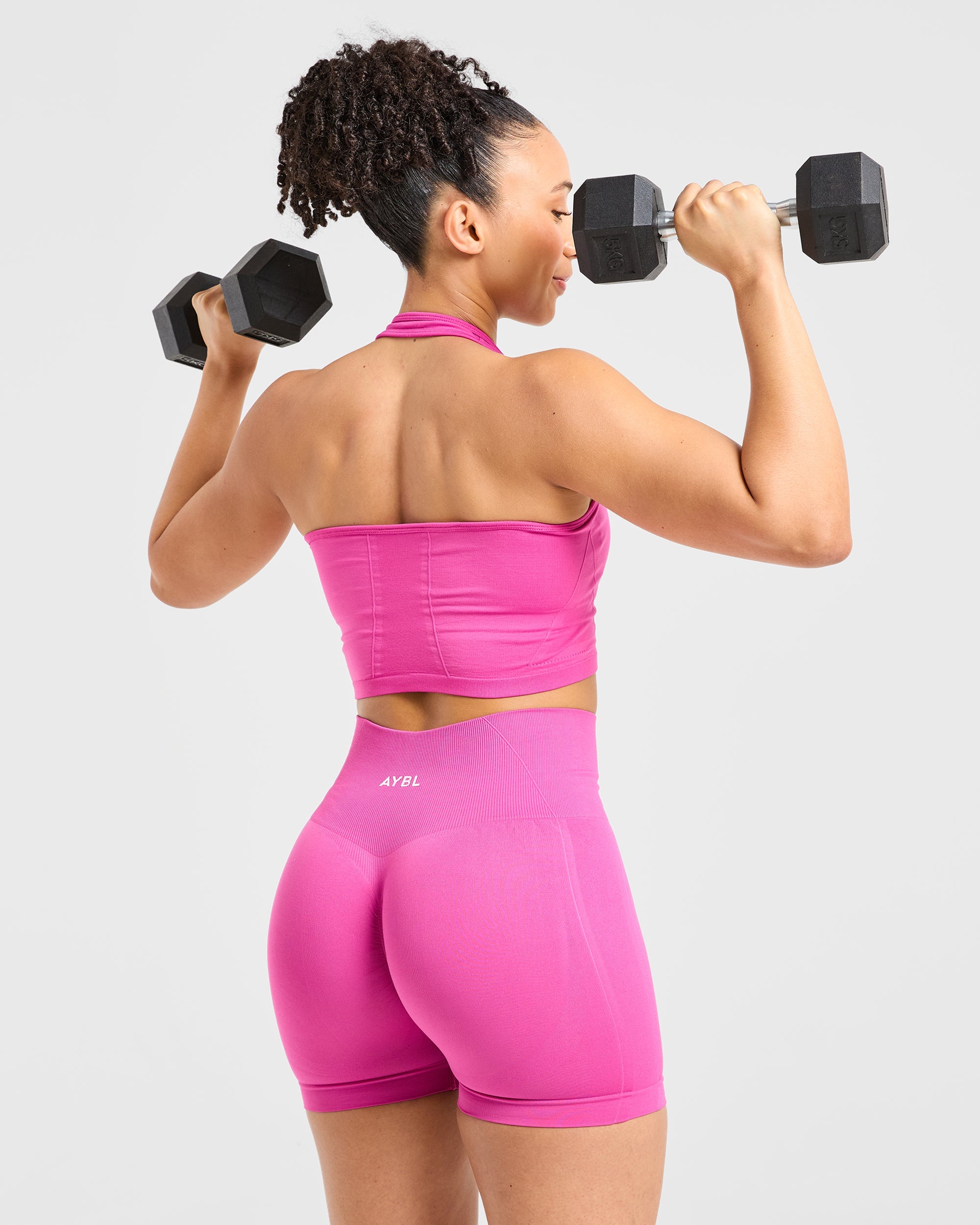 Empower Seamless Halterneck Crop Top - Magenta