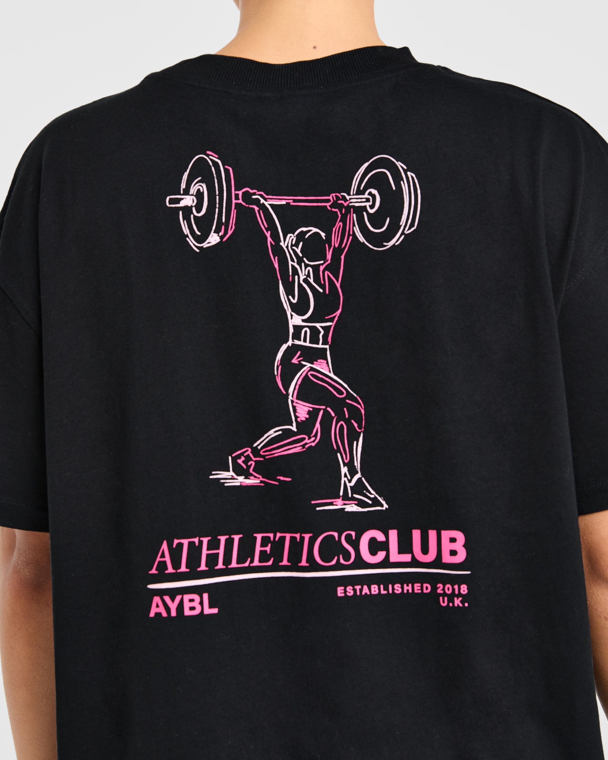 Power Lifting Illustration T Shirt - Black/Pink