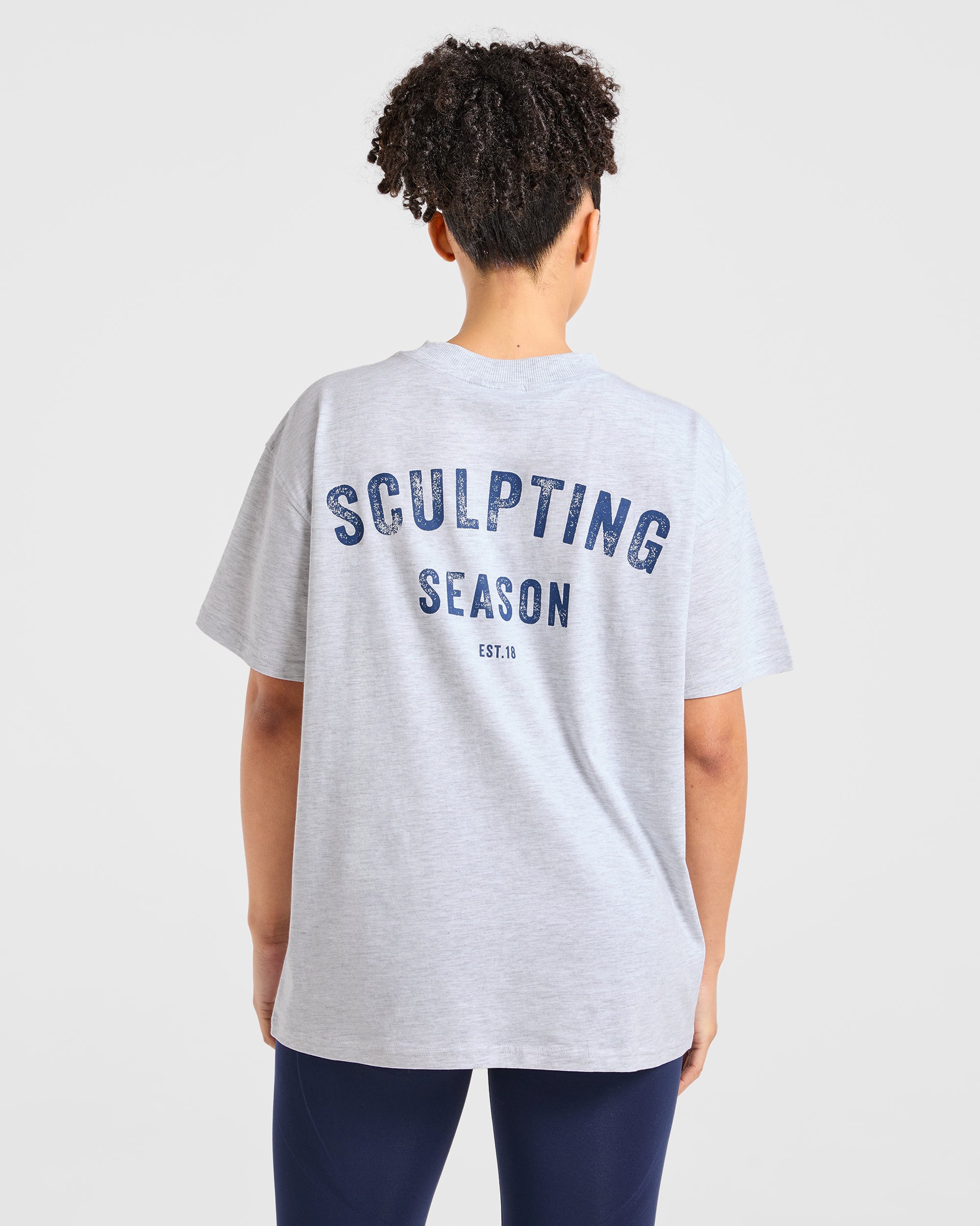 Sculpting Season Oversized T Shirt - Heather Grey/Navy