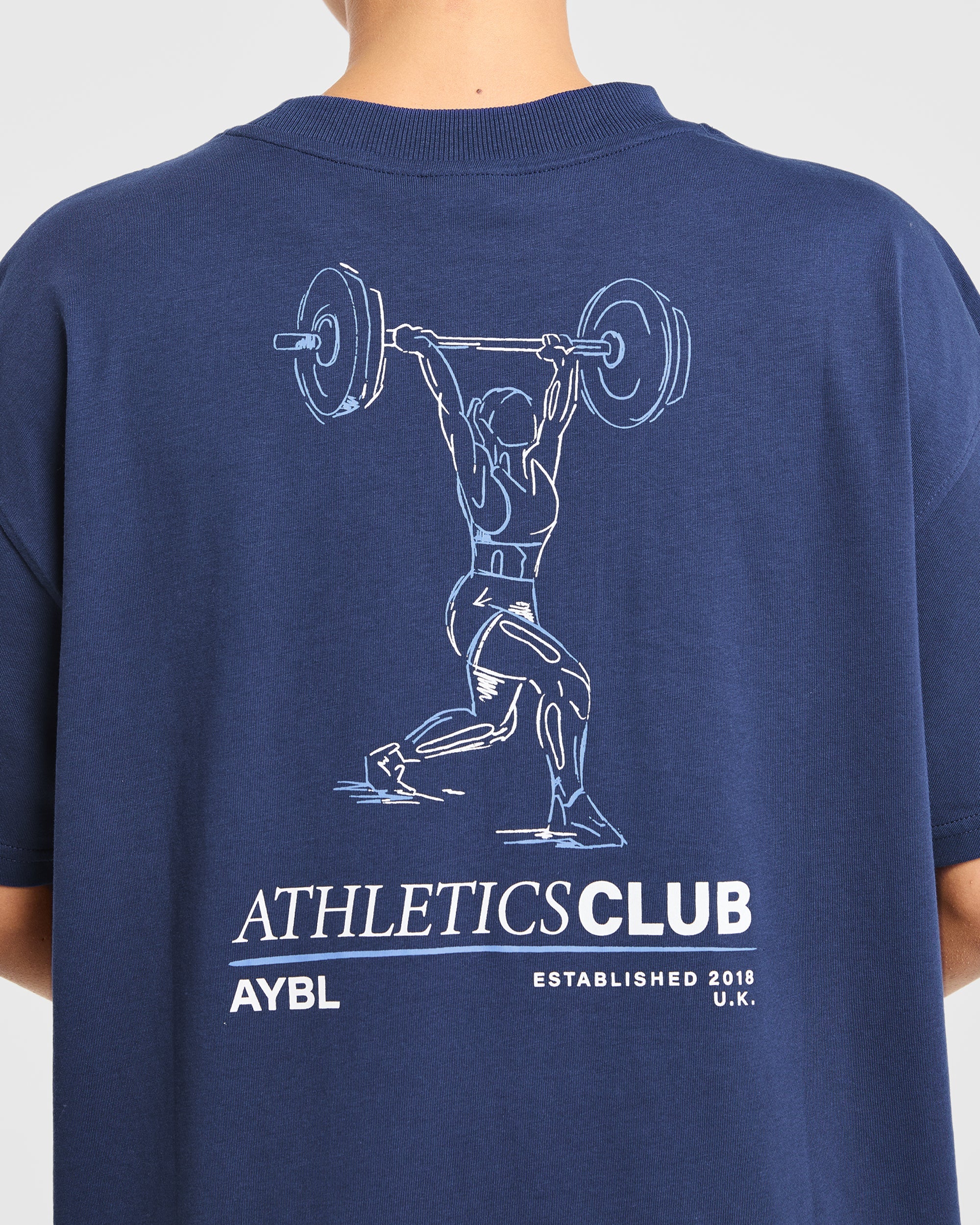 Power Lifting Illustration T Shirt - Blue