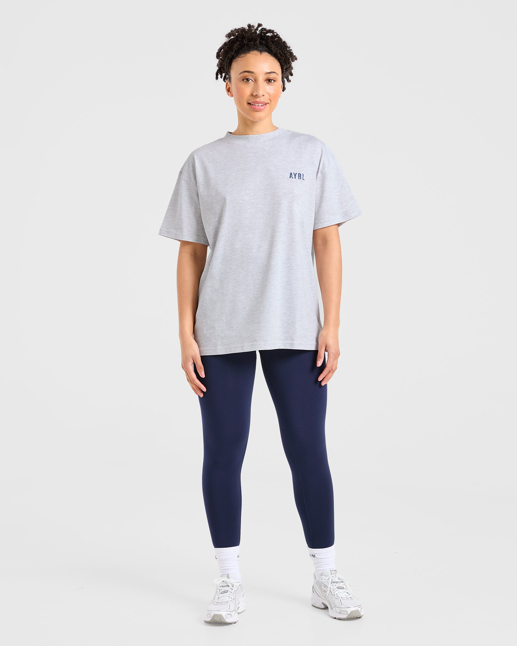 Sculpting Season Oversized T Shirt - Heather Grey/Navy