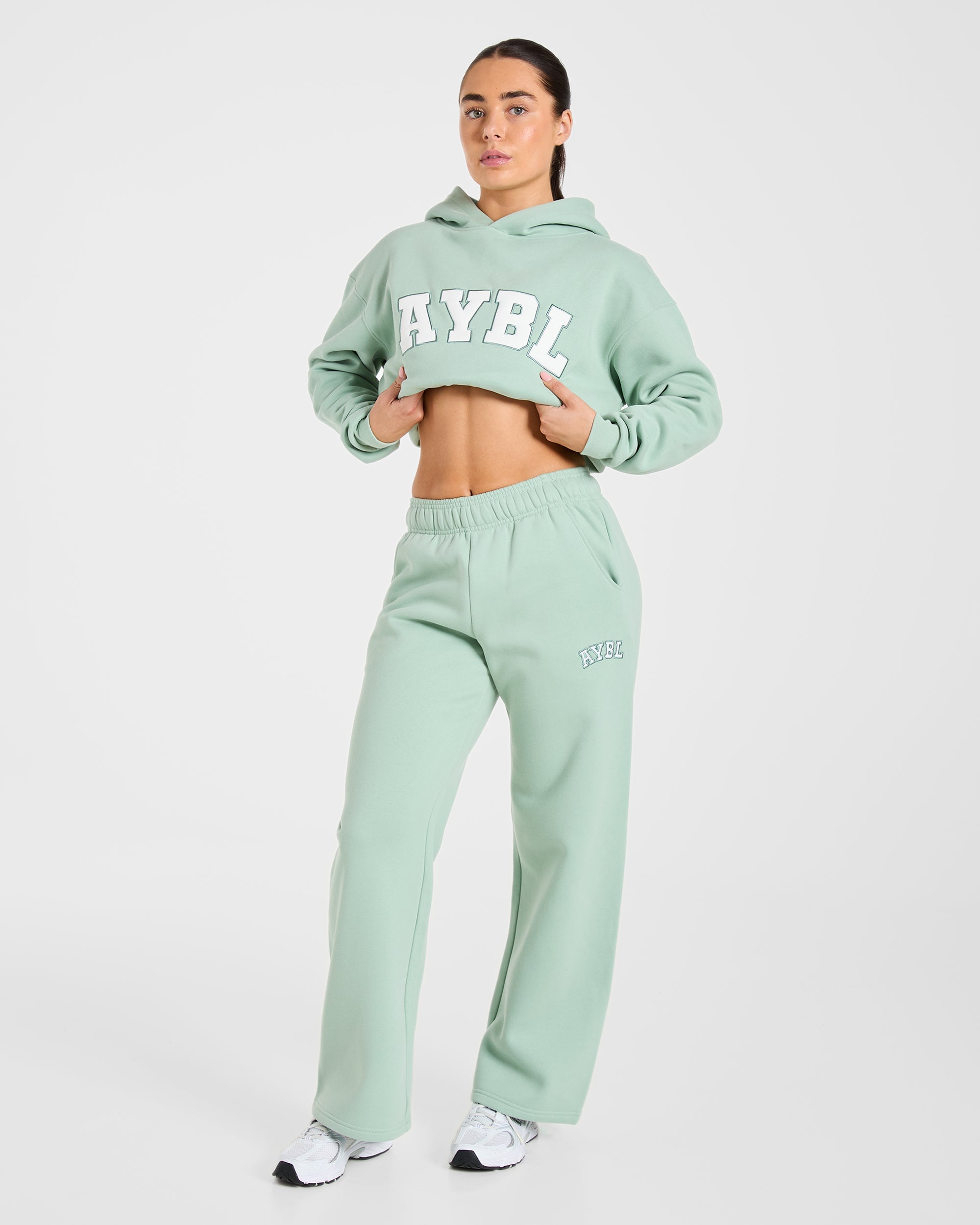 Varsity 2.0 Oversized Straight Leg Joggers - Sage Green