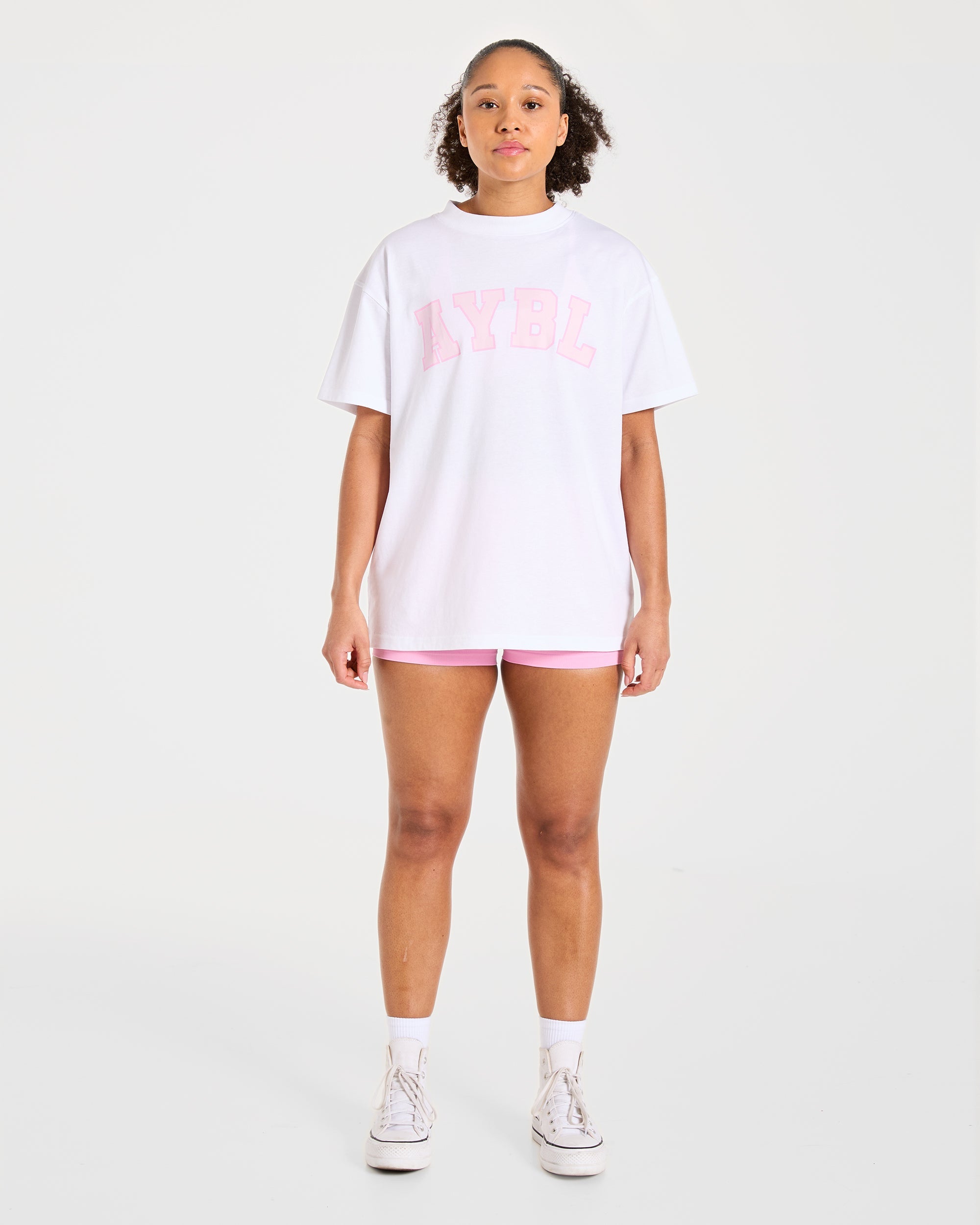 Varsity 2.0 Oversized T Shirt - White/Pink