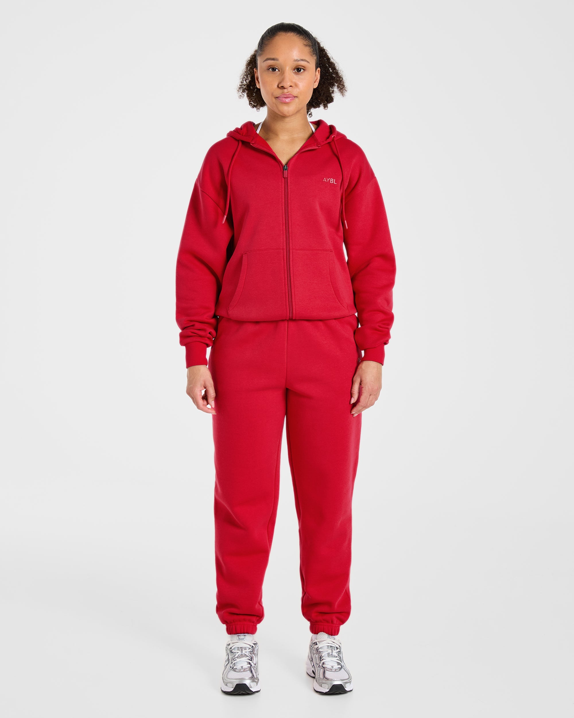 Lifestyle Oversized Zip Up Hoodie - Red