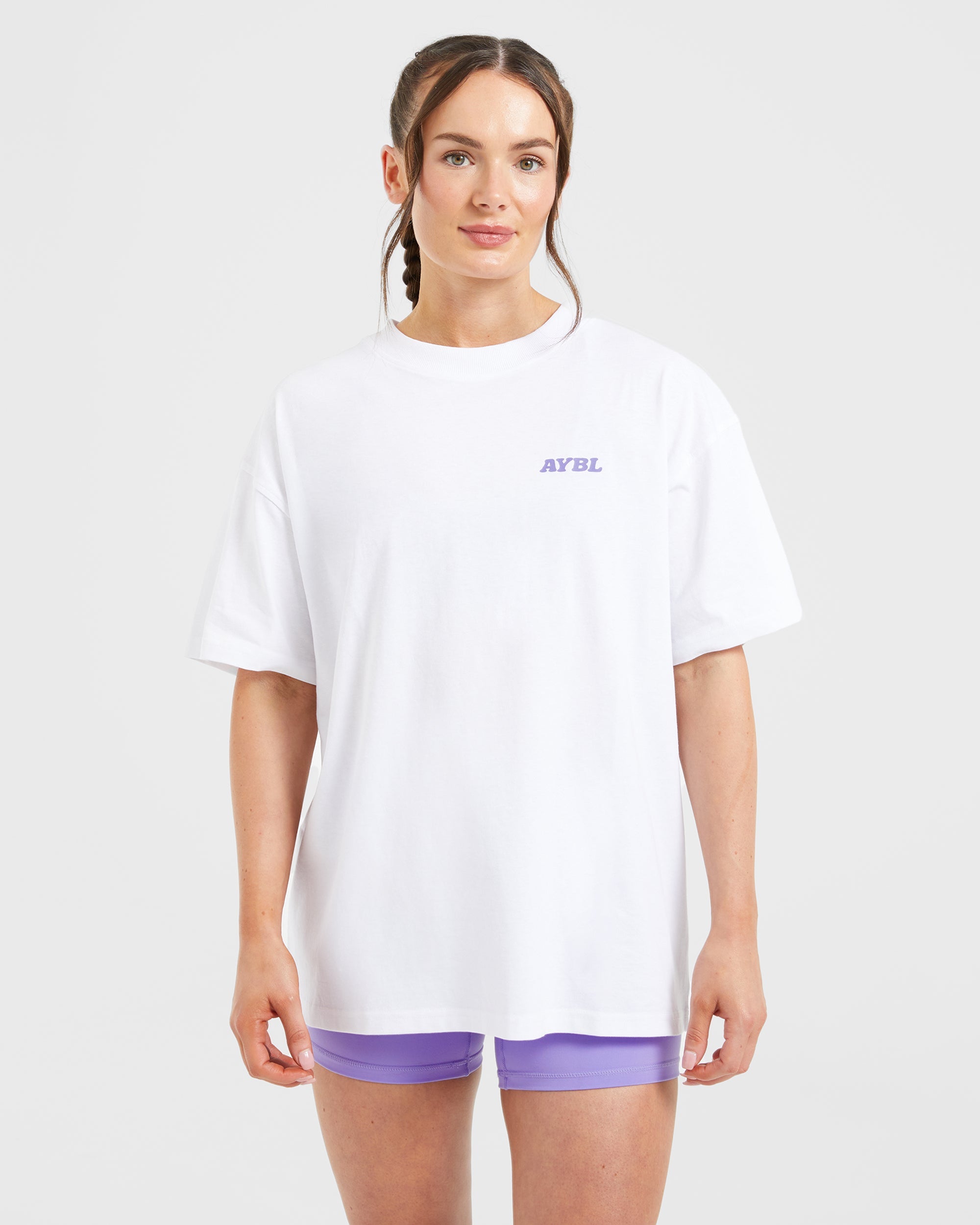 Stronger You Oversized T Shirt - White/Purple