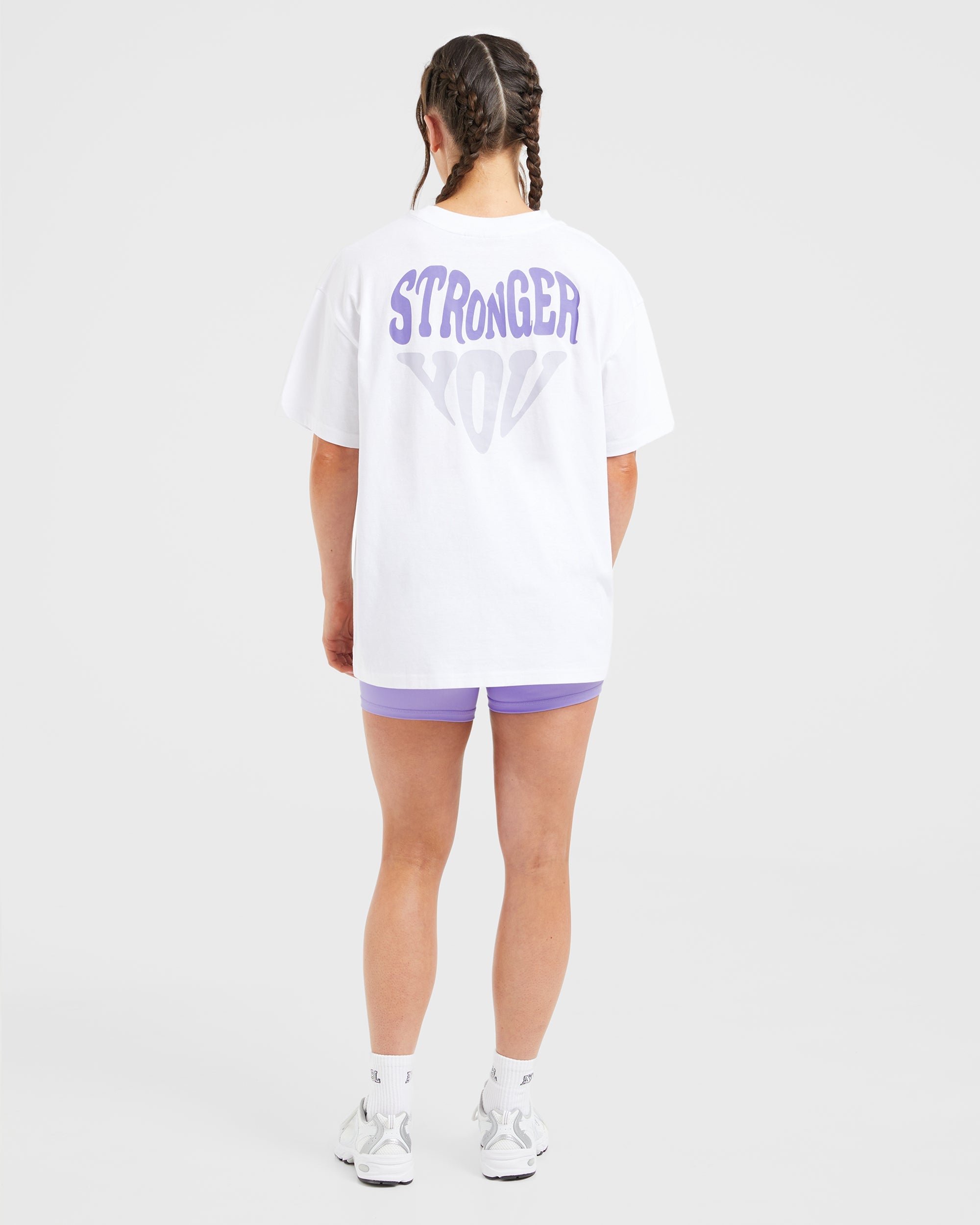 Stronger You Oversized T Shirt - White/Purple