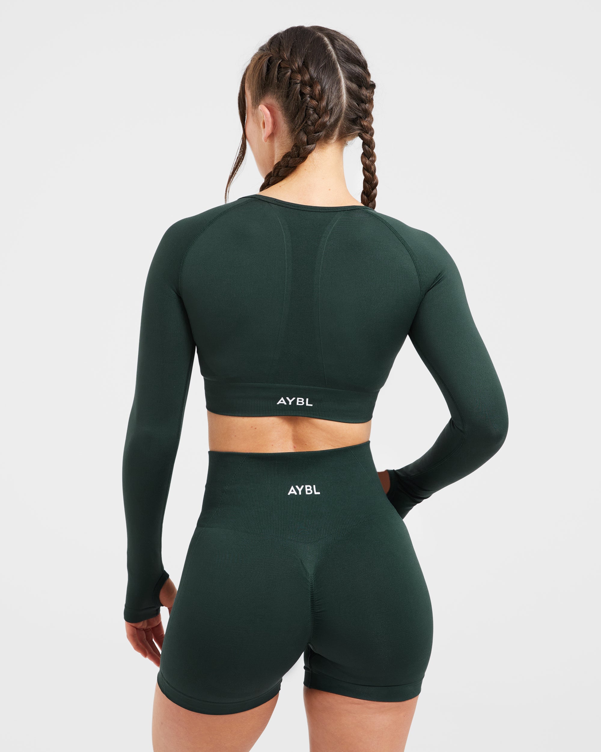 Empower Seamless Long Sleeve Crop Top - Dark Green