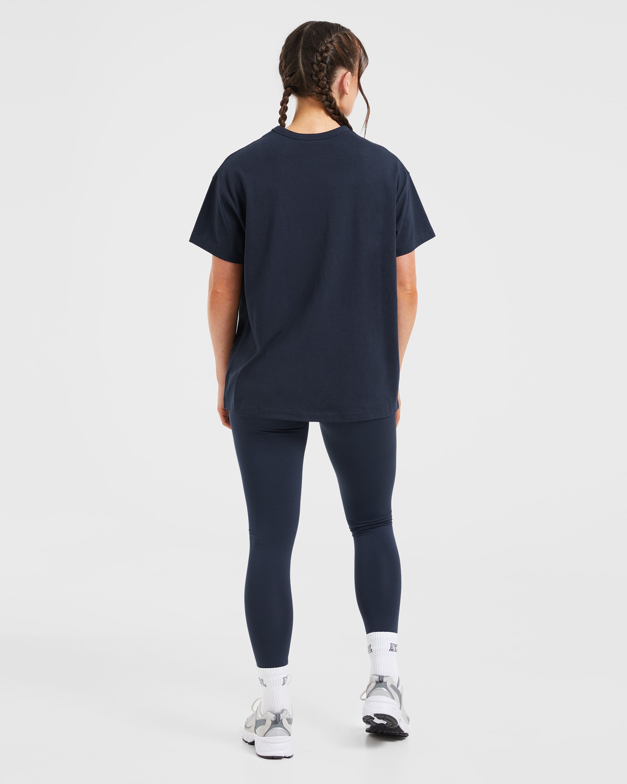 Varsity Oversized T Shirt - Navy