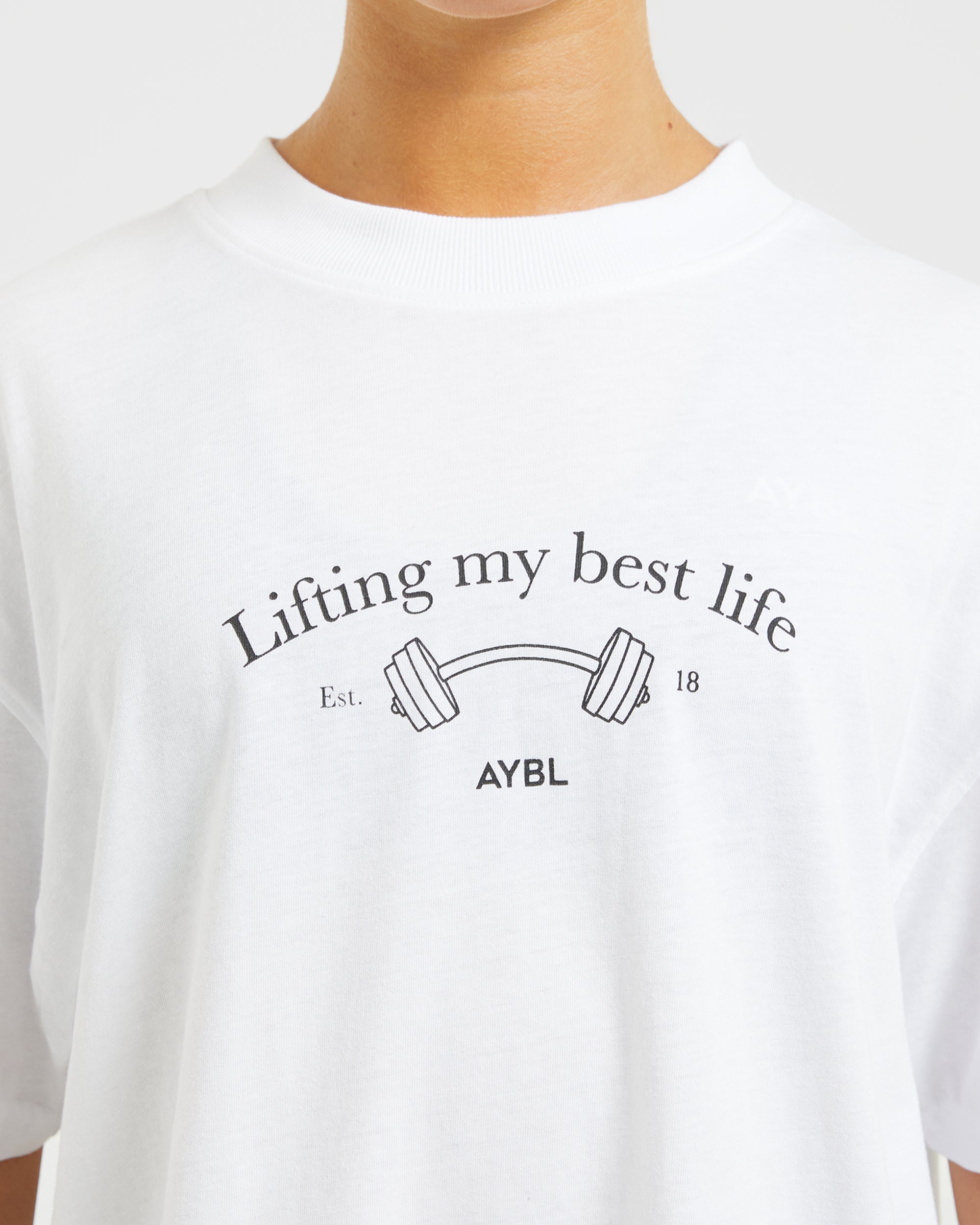 T shirt surdimensionné Lifting My Best Life - Blanc