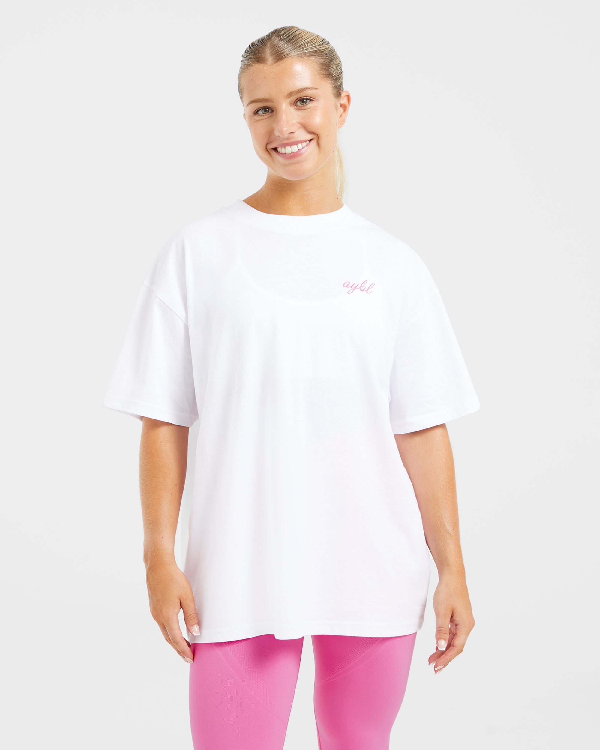 Manifest Oversized T Shirt - White/Pink