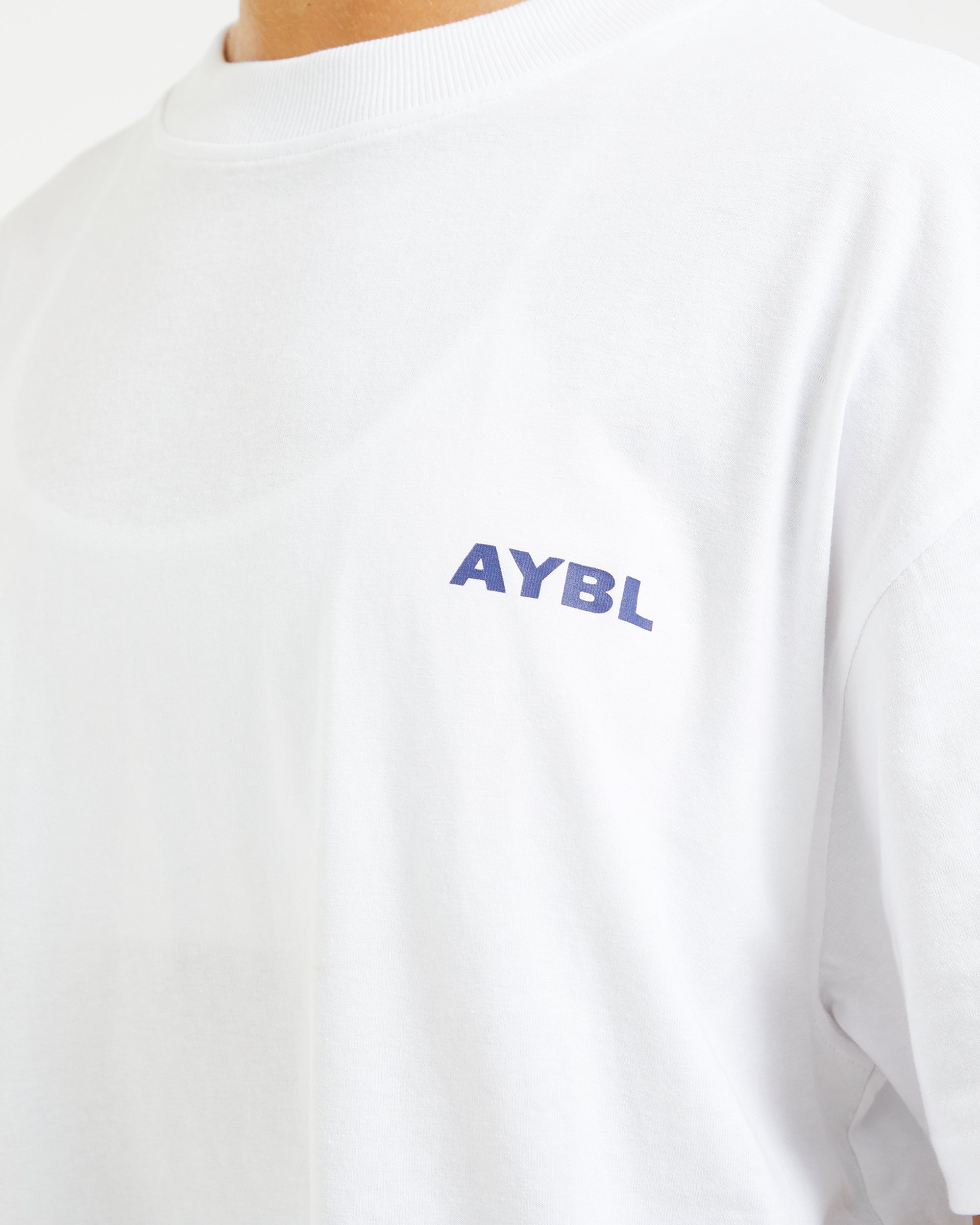 AYBL Lift Italic Oversized T Shirt - White/Navy