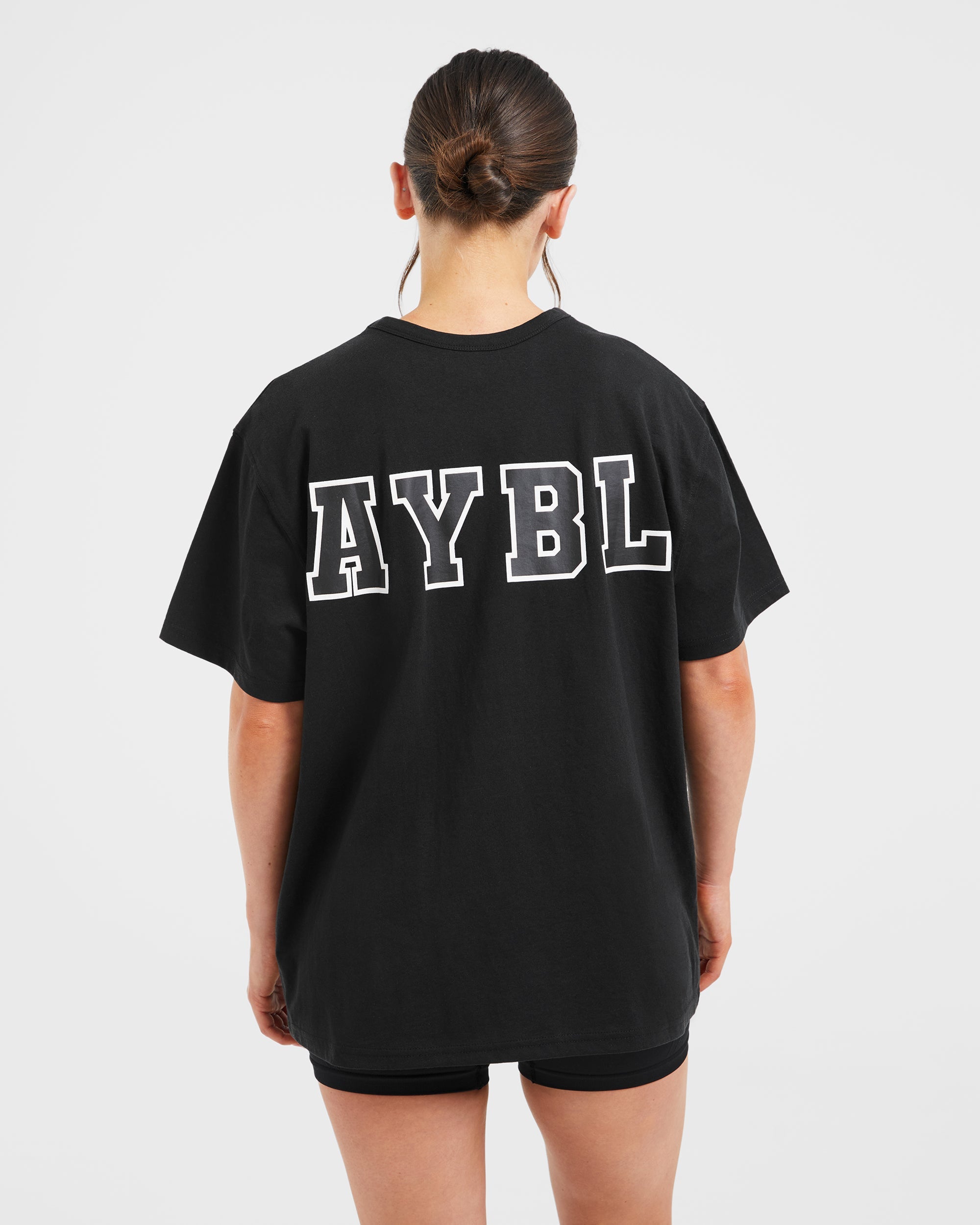 Varsity Statement Oversized T Shirt - Black