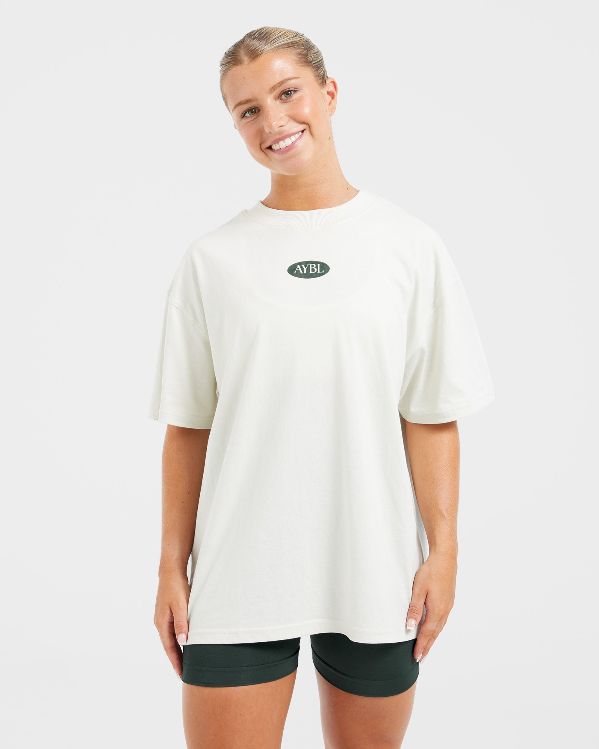 AYBL Lifestyle Oversized T Shirt - Off White/Forest