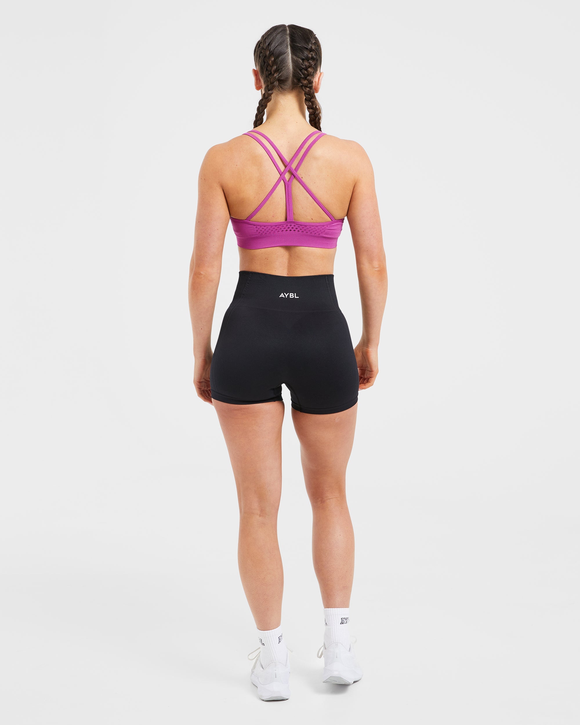 Essential nahtloser Träger-Sport-BH – Magenta