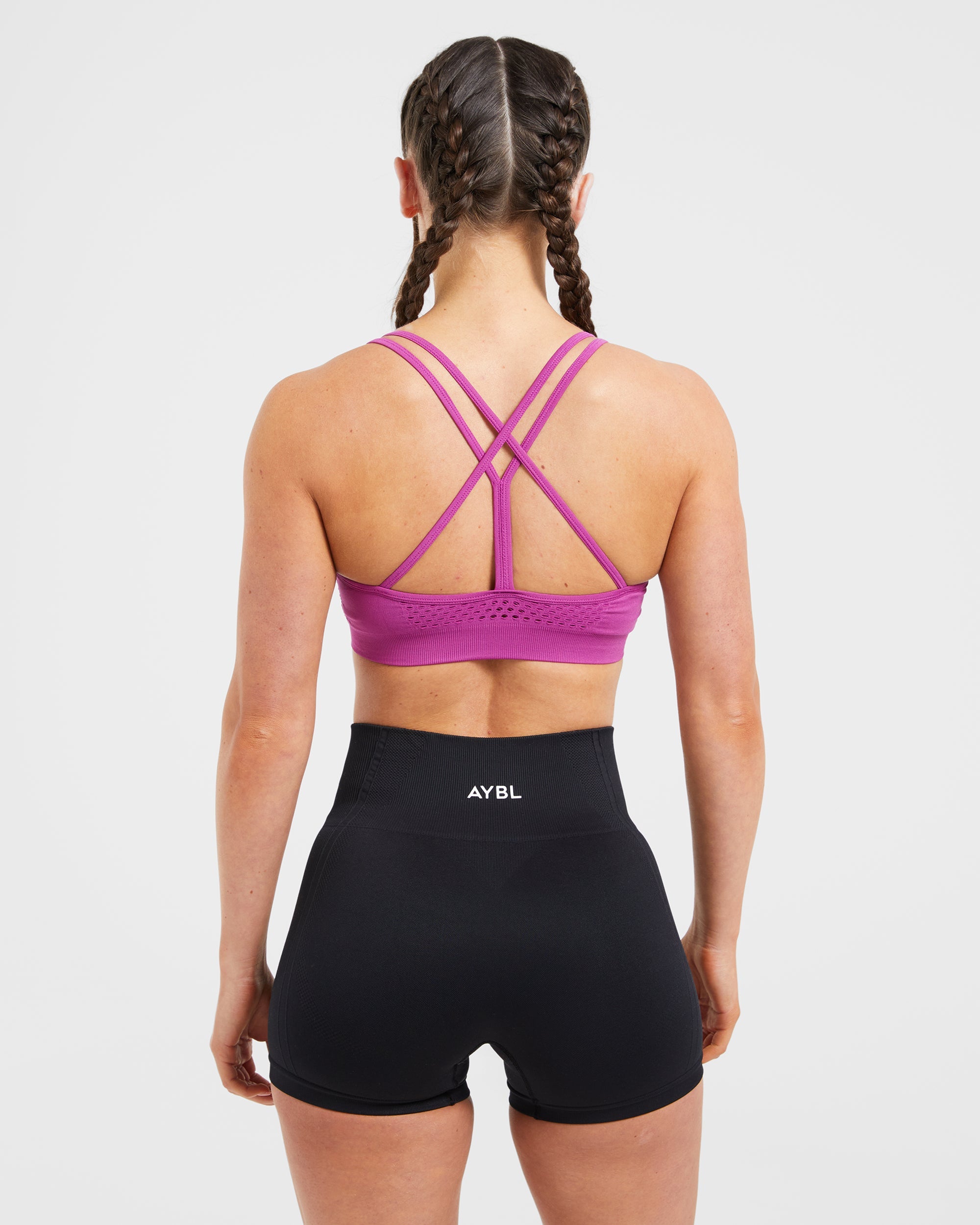 Essential nahtloser Träger-Sport-BH – Magenta