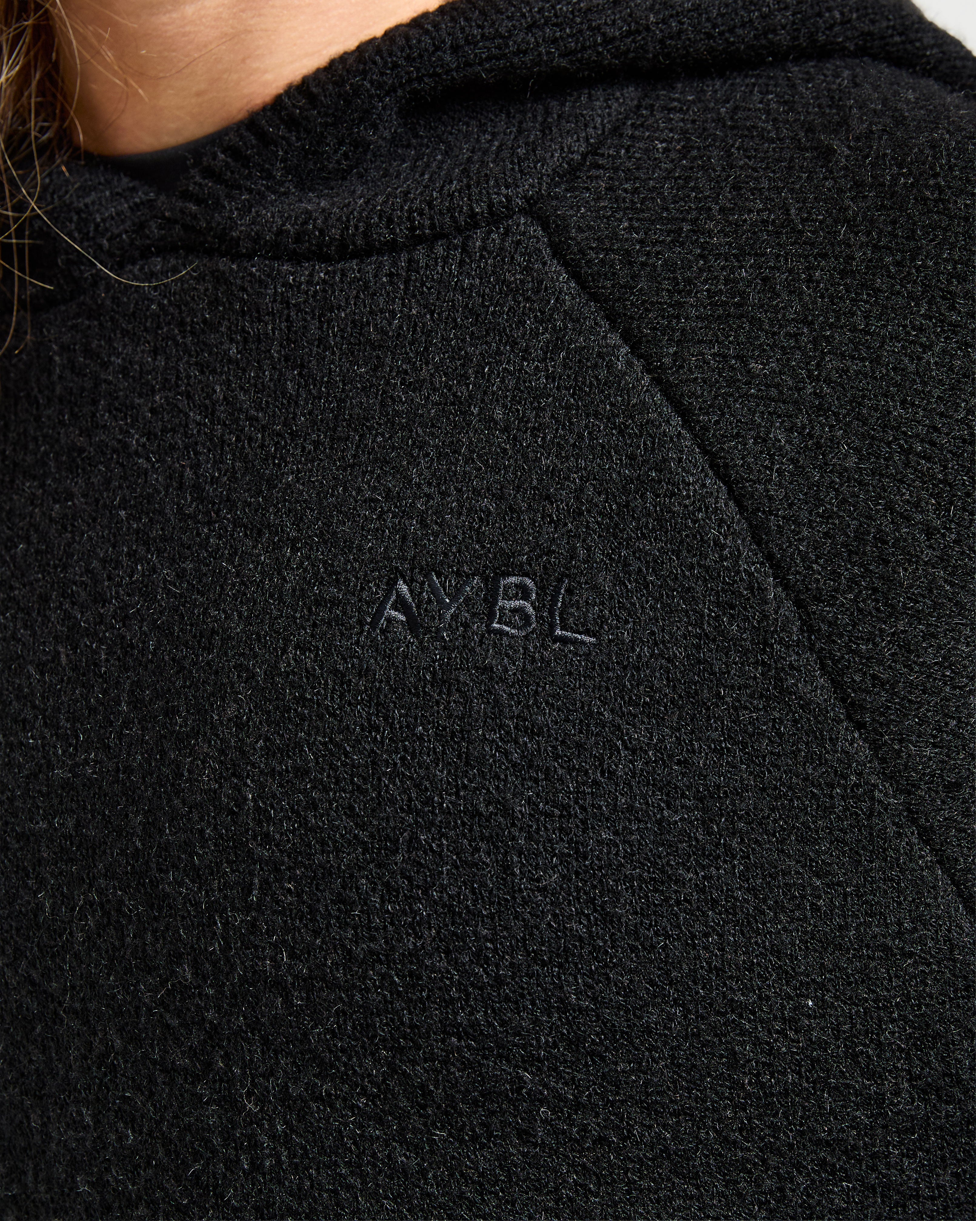 Soft Oversized Knitted Hoodie - Black