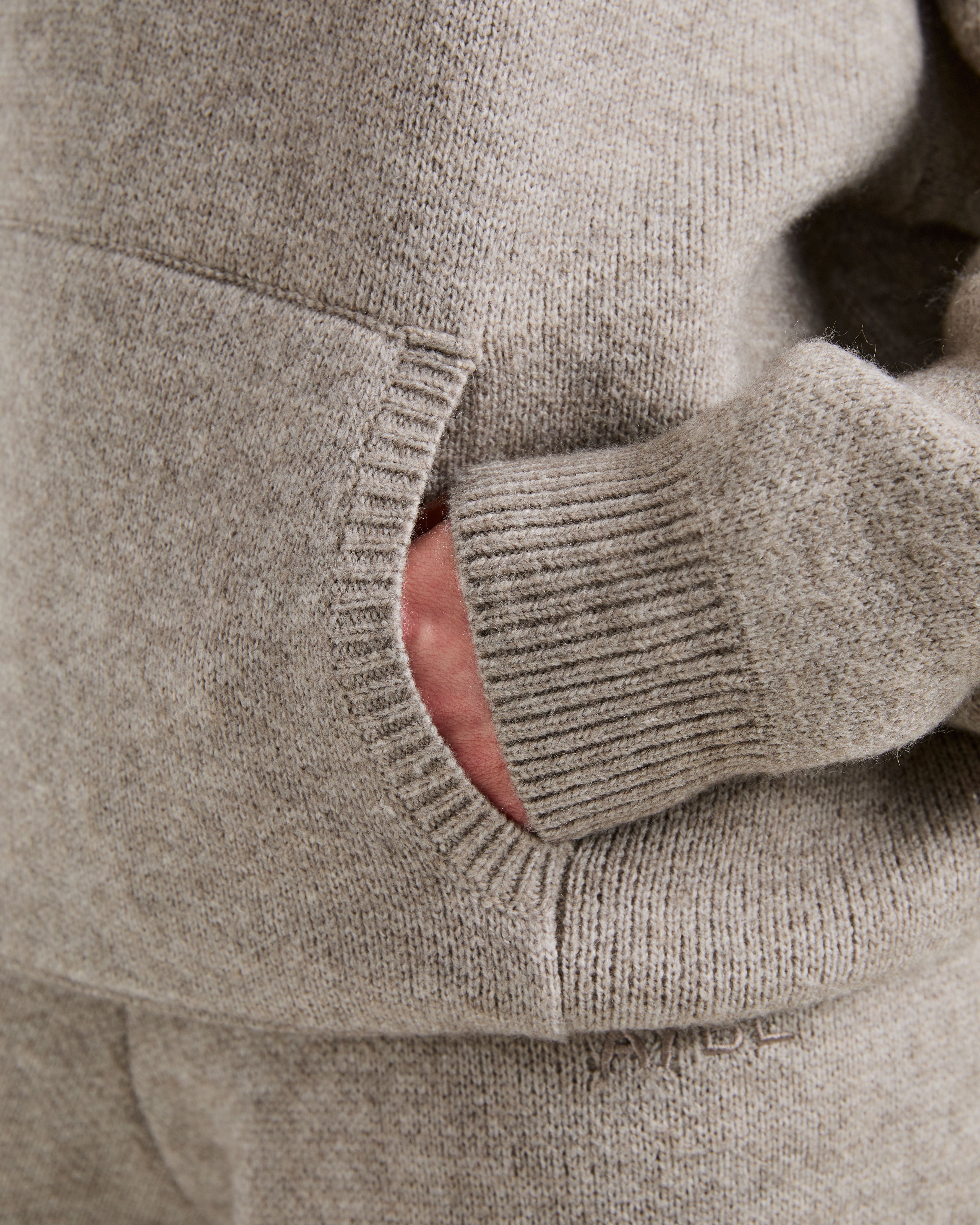 Soft Oversized Knitted Hoodie - Brown Marl