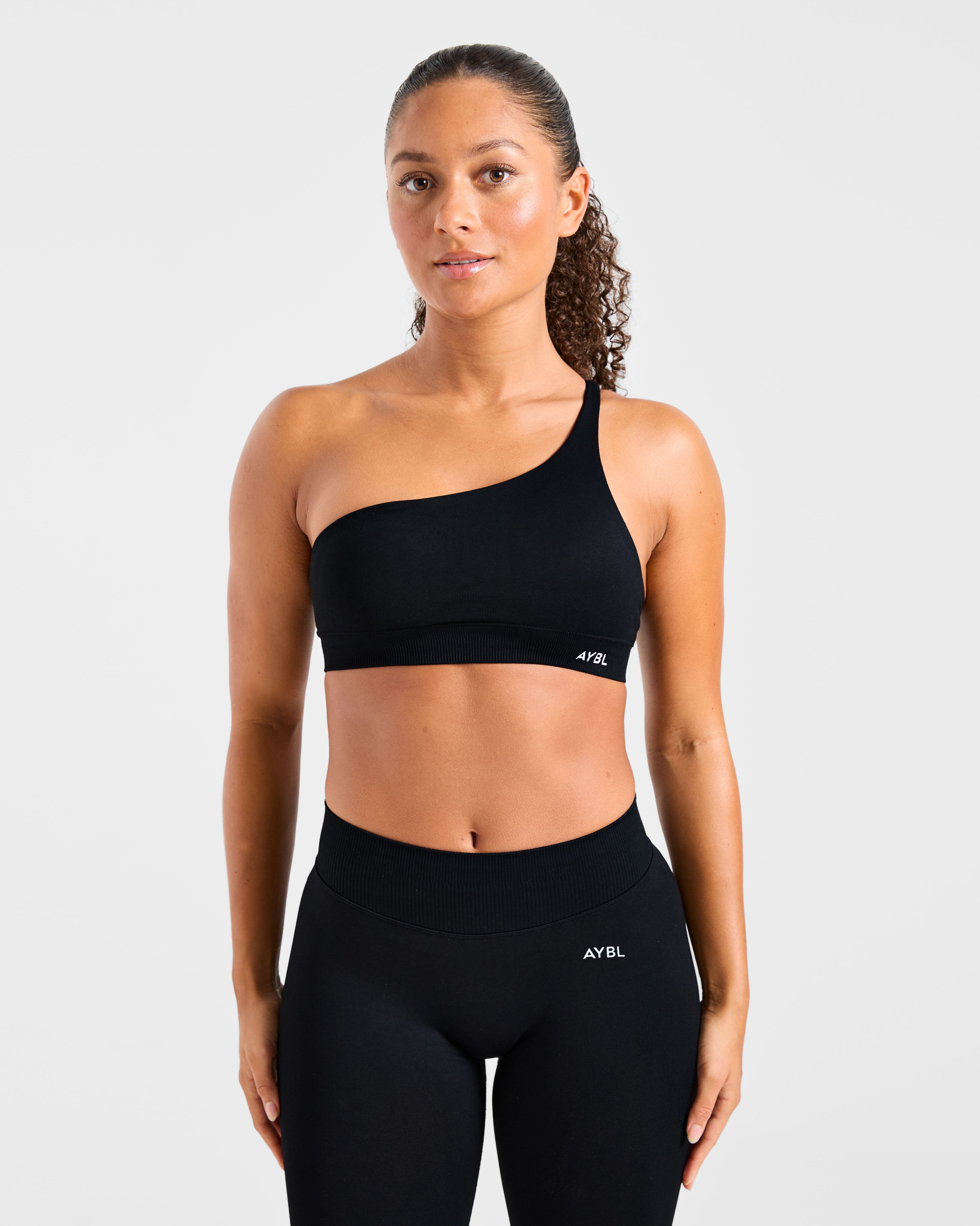 Enhance Seamless One Shoulder Sports Bra - Black