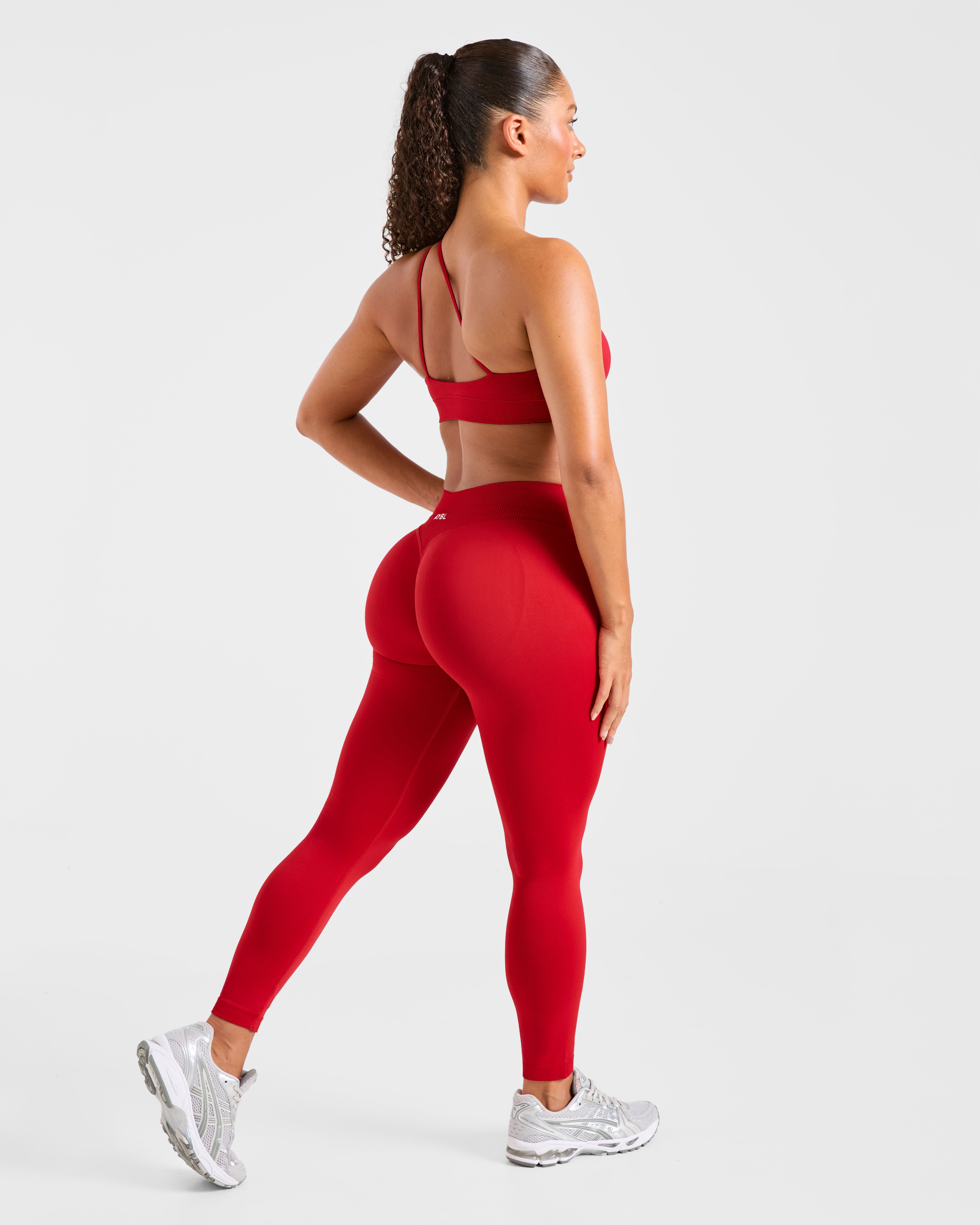 Enhance Seamless One Shoulder Sports Bra - Red