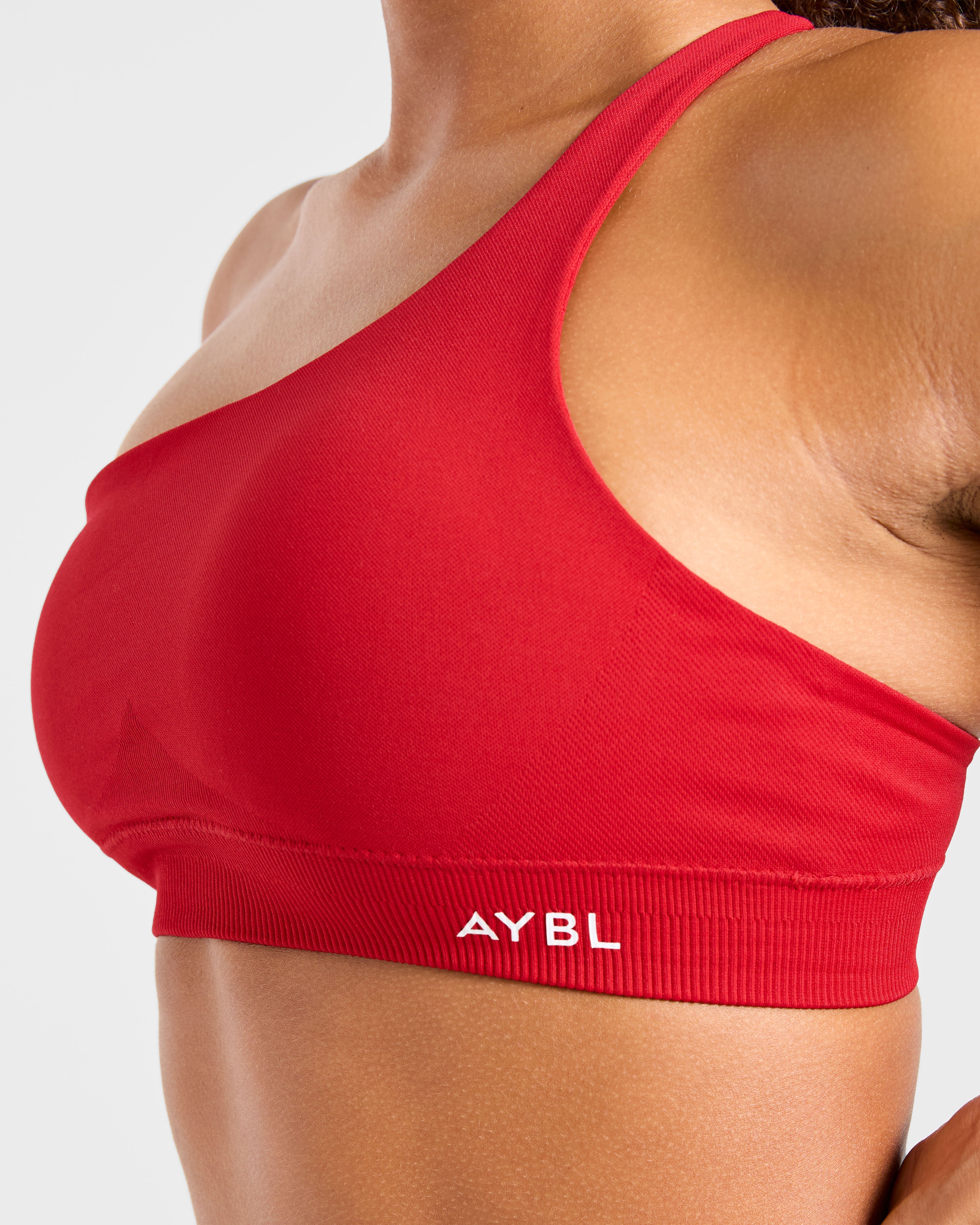 Enhance Seamless One Shoulder Sports Bra - Red