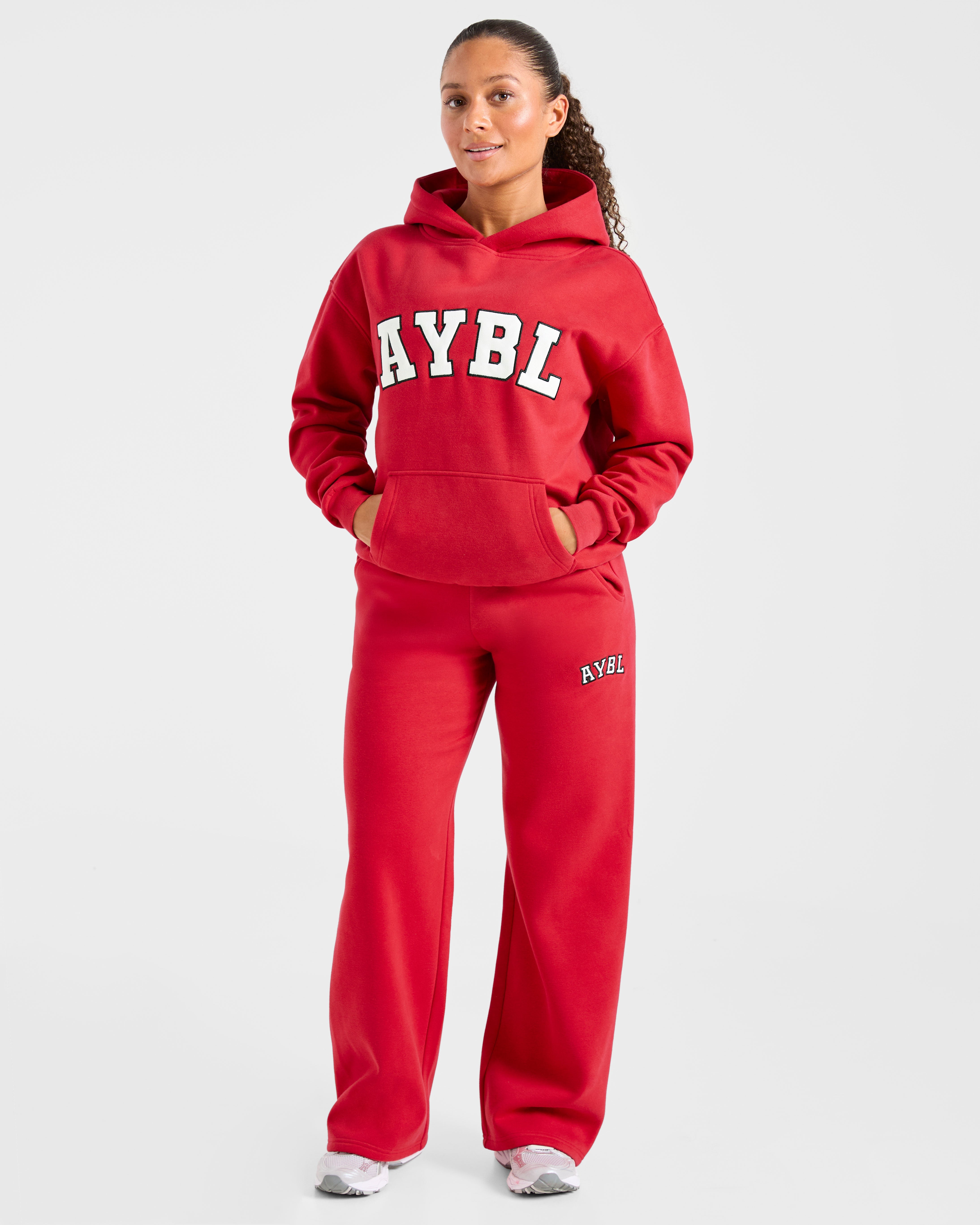 Varsity 2.0 Oversized Straight Leg Joggers - Red