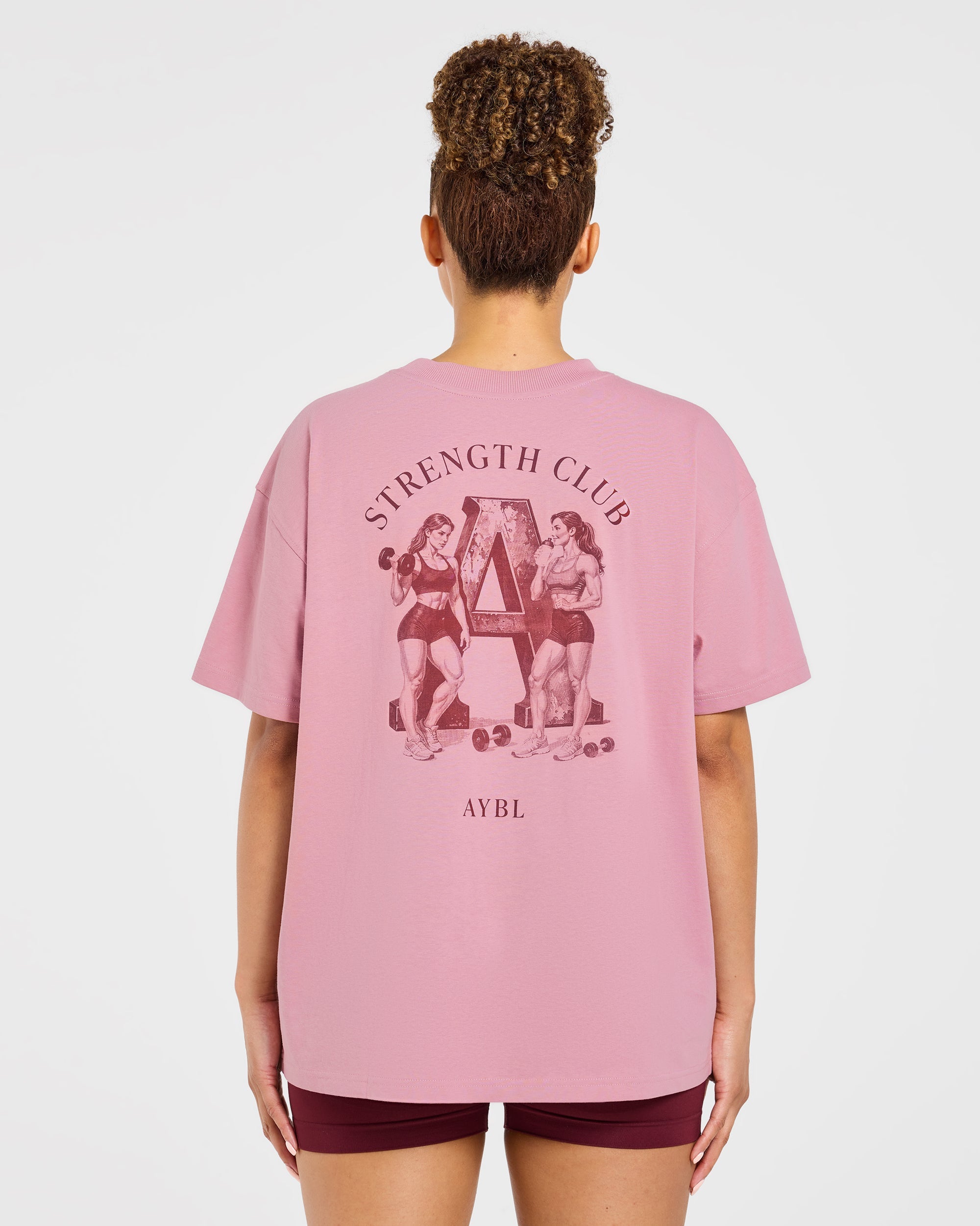 AYBL Strength Club Oversized T Shirt - Dusty Rose