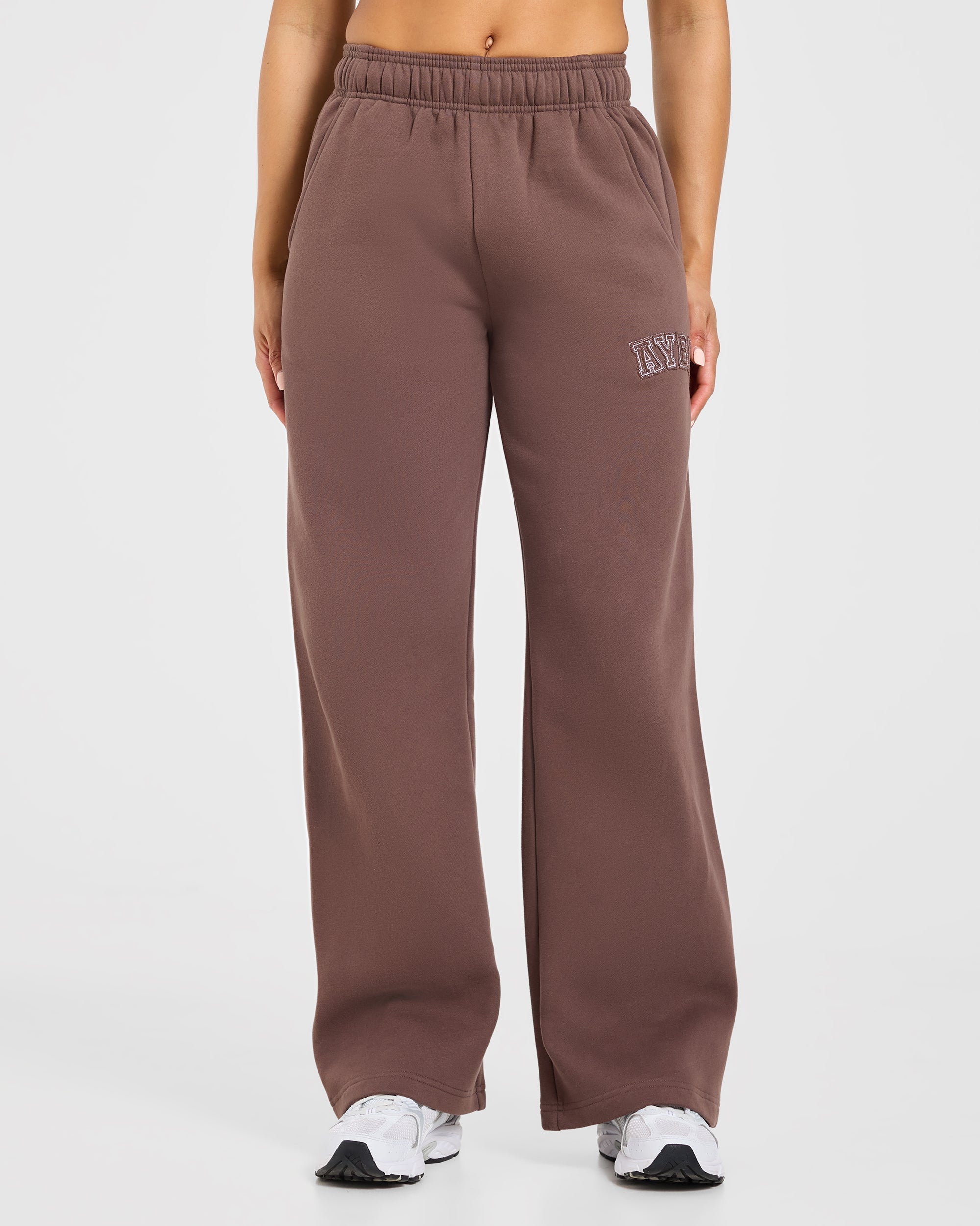 Varsity Applique Oversized Straight Leg Joggers - Brown