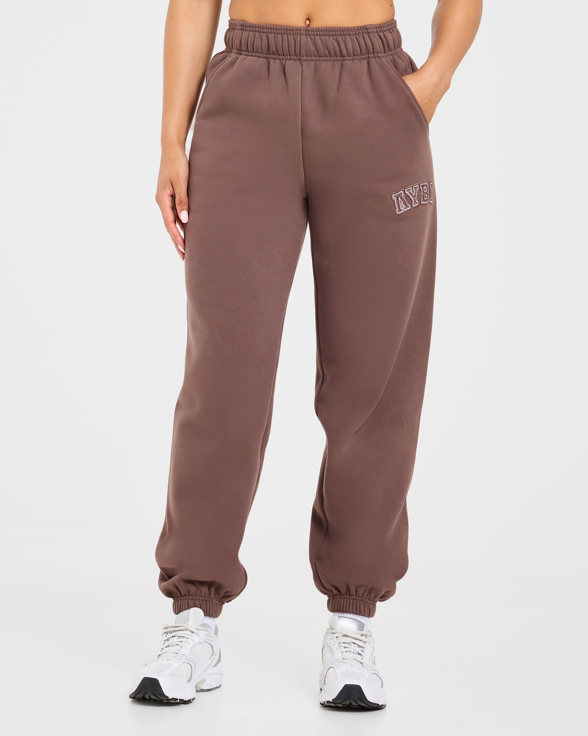 Varsity Applique Oversized Joggers - Brown