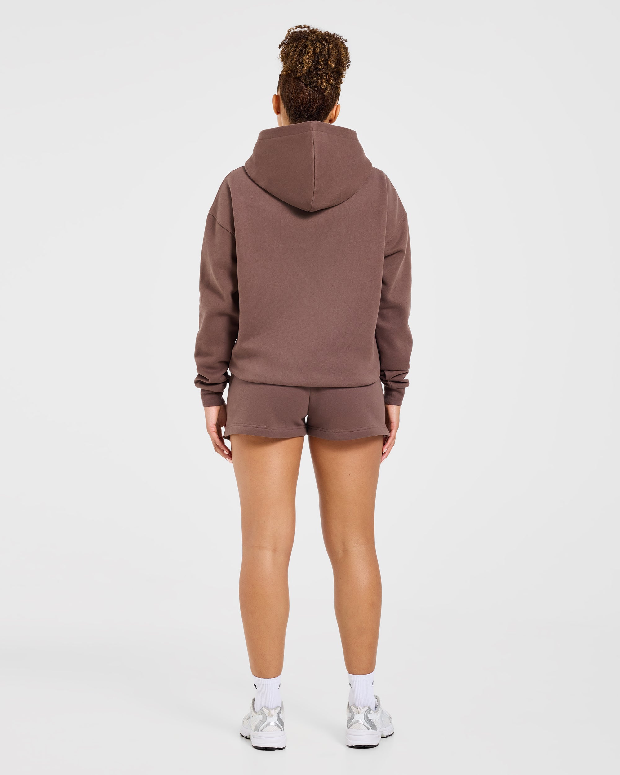Varsity Applique Oversized Shorts - Brown